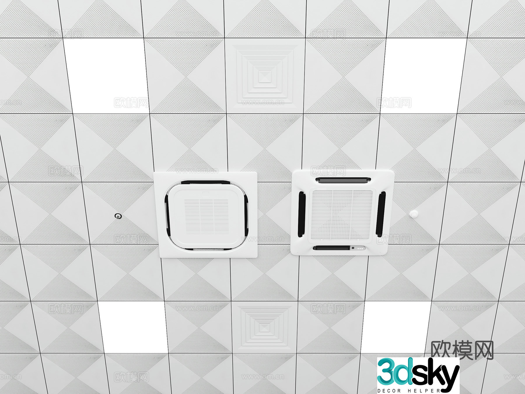 Perforated aluminum plate ceiling 3D model