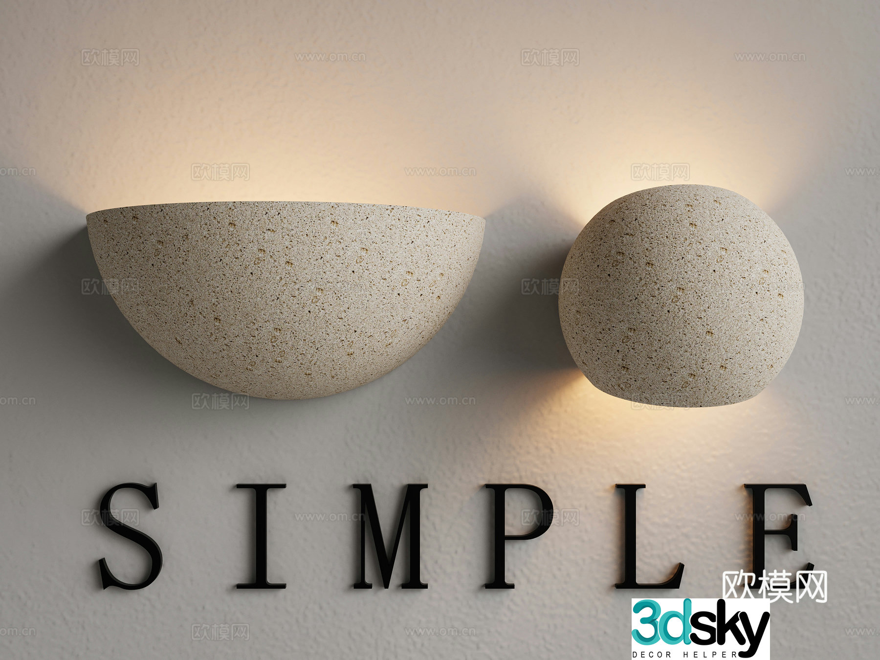 Wabi-sabi wall lamp travertine wall lamp 3d model