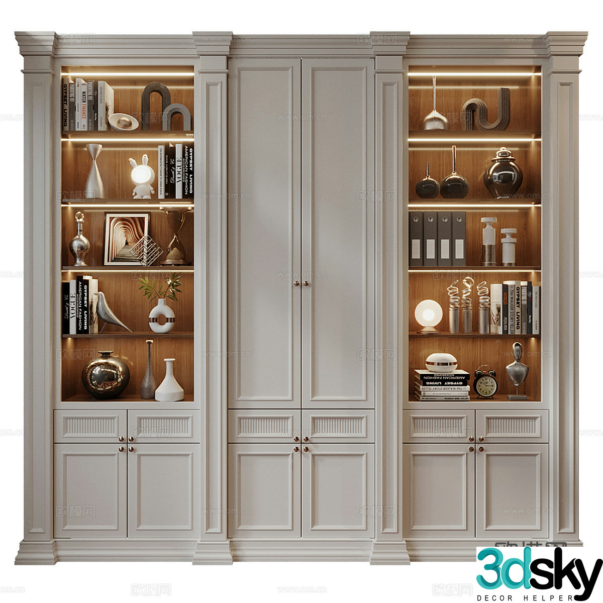 French bookcase wine cabinet 3d model