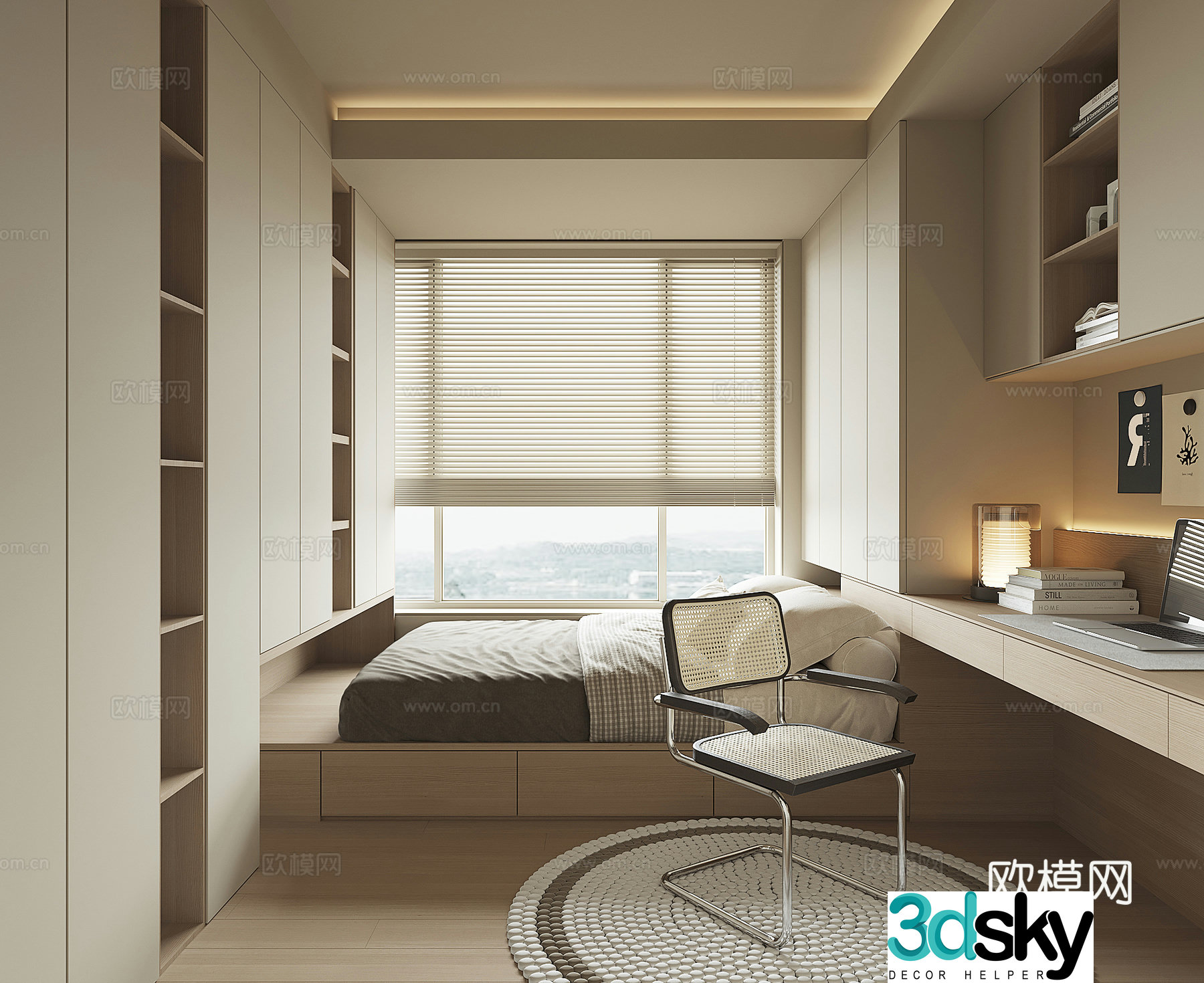 Modern tatami bedroom 3d model