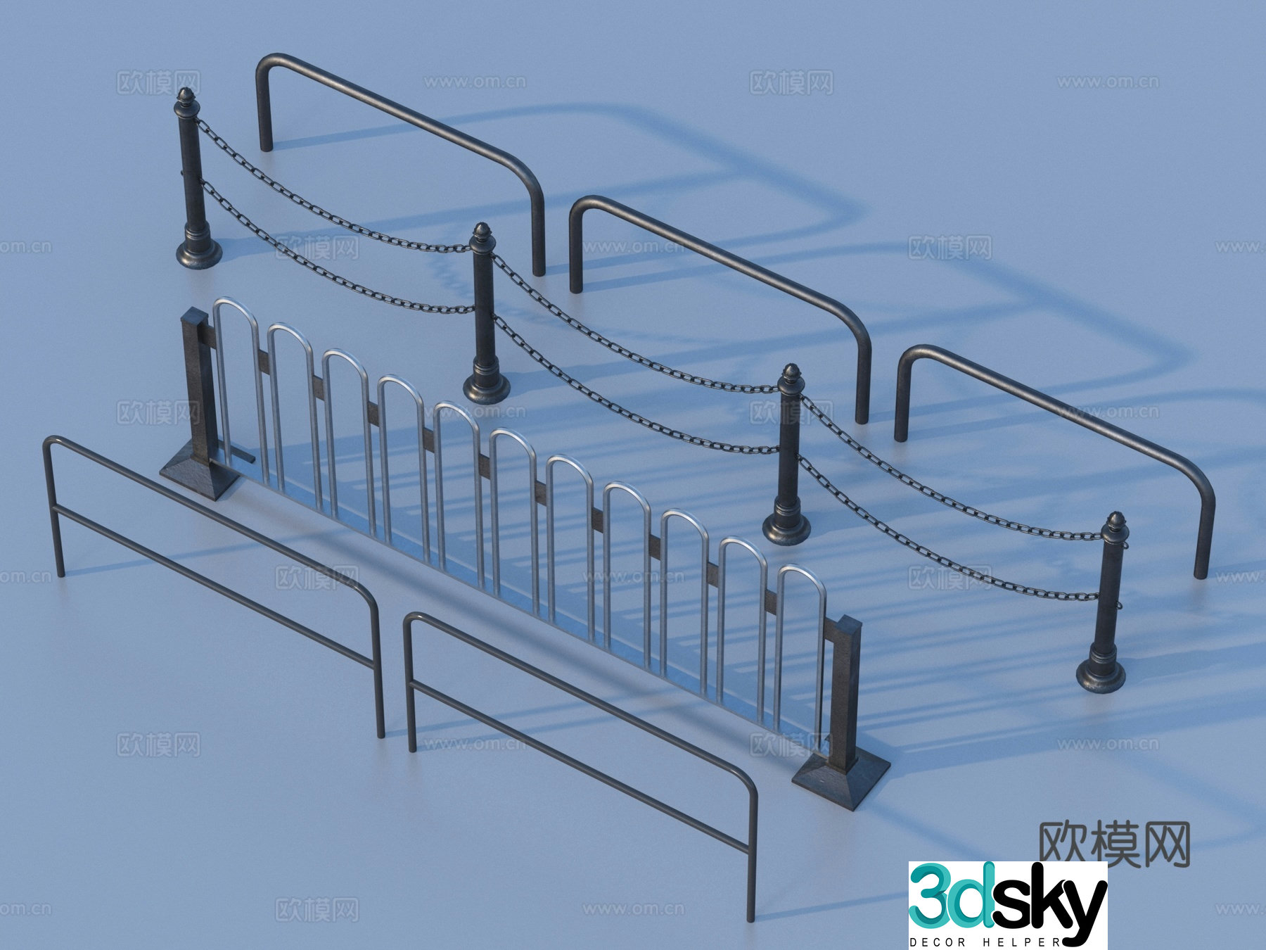 Guardrail Rail Fence Wrought Fence 3D Model