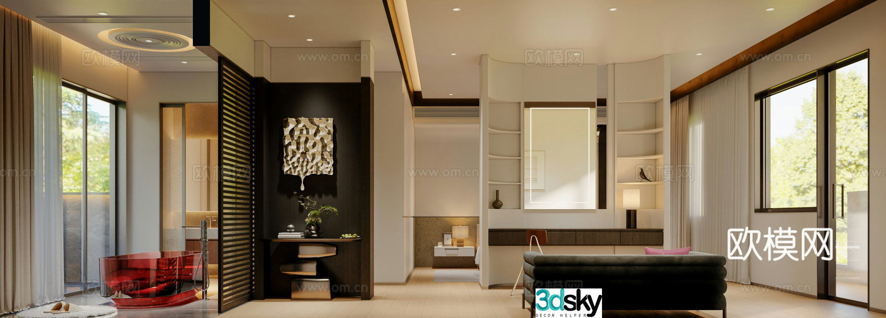 Modern bedroom master bedroom 3d model