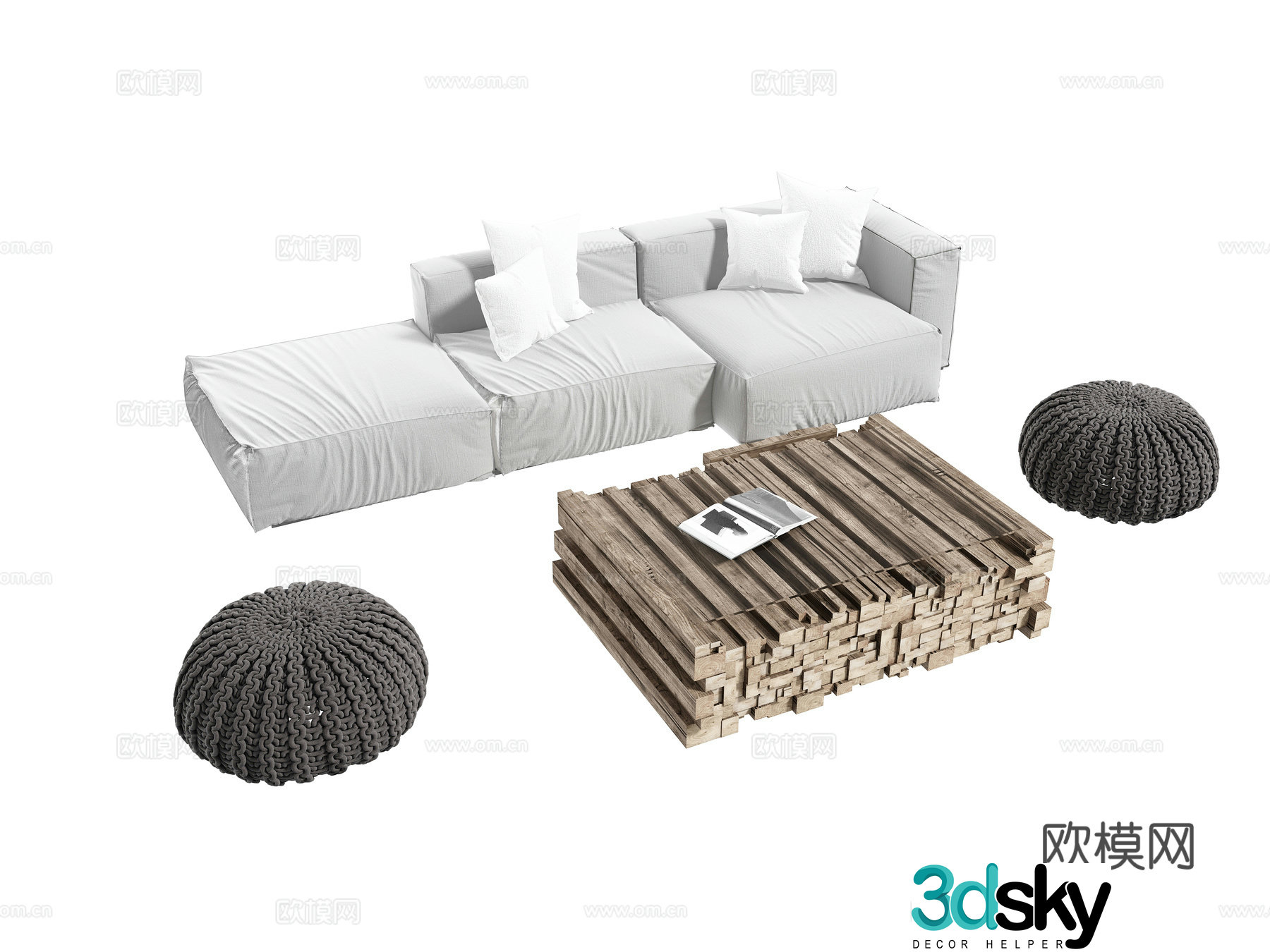 Modern combination sofa 3d model
