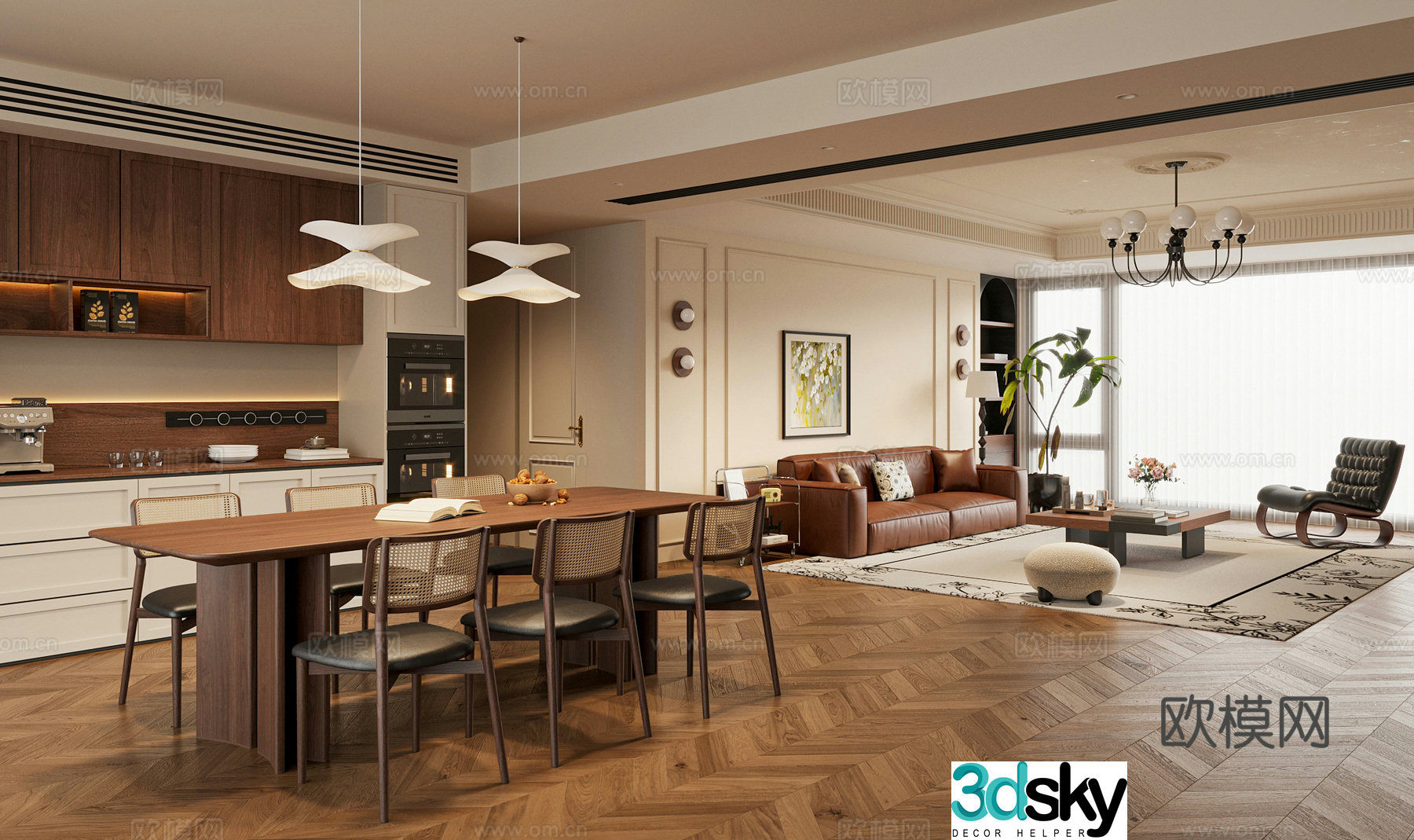 3D model of medieval style living room restaurant