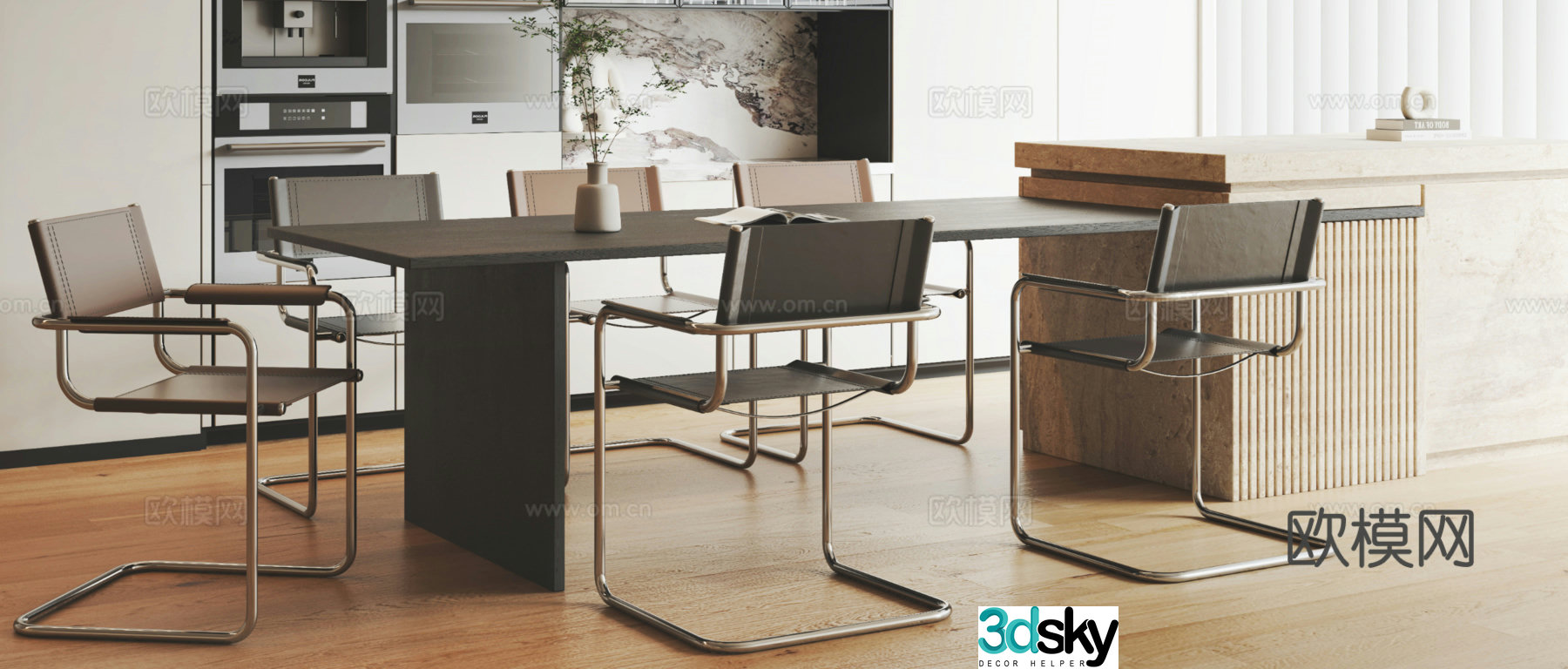 Italian dining table and chair 3D model