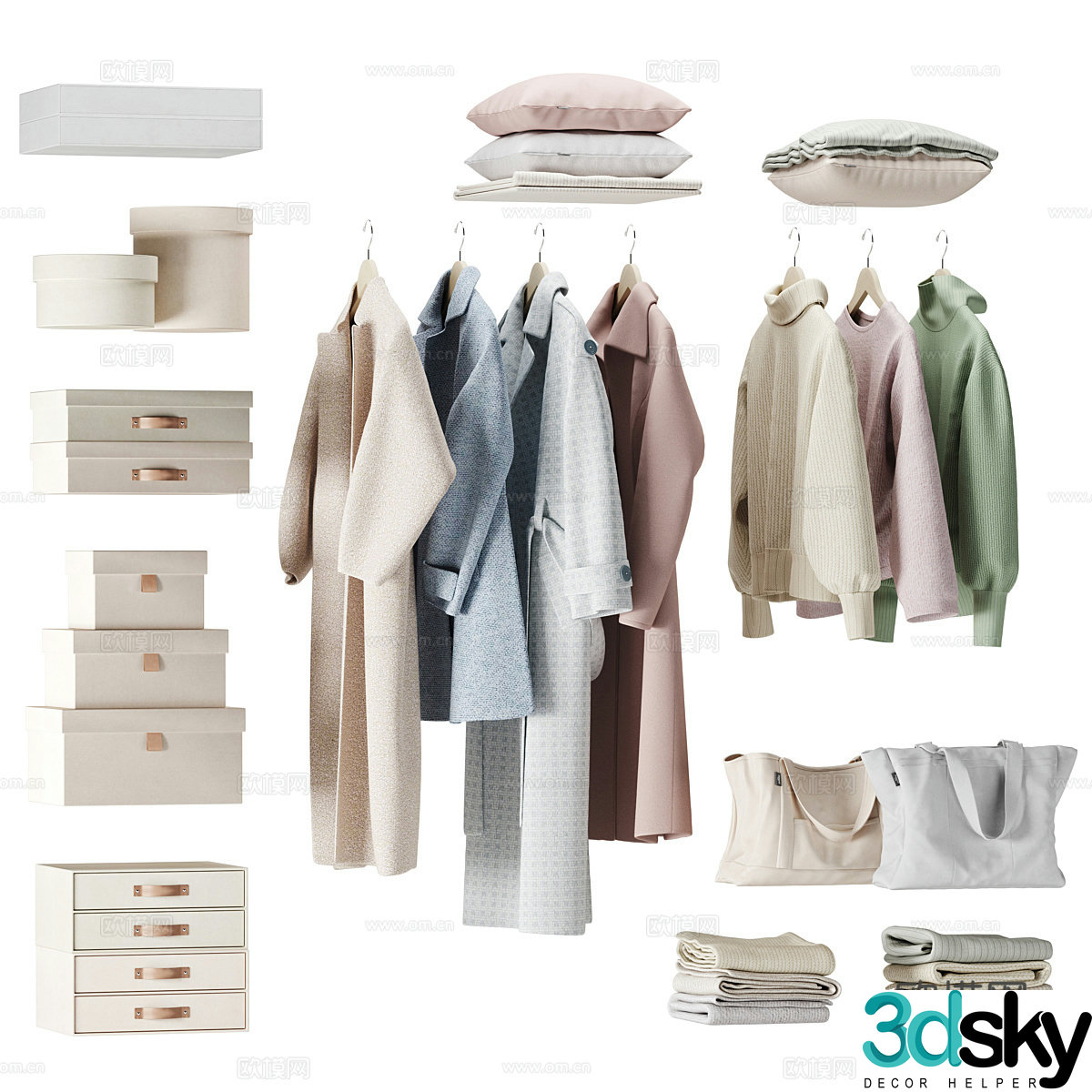 Modern clothing shoes and hats 3d model