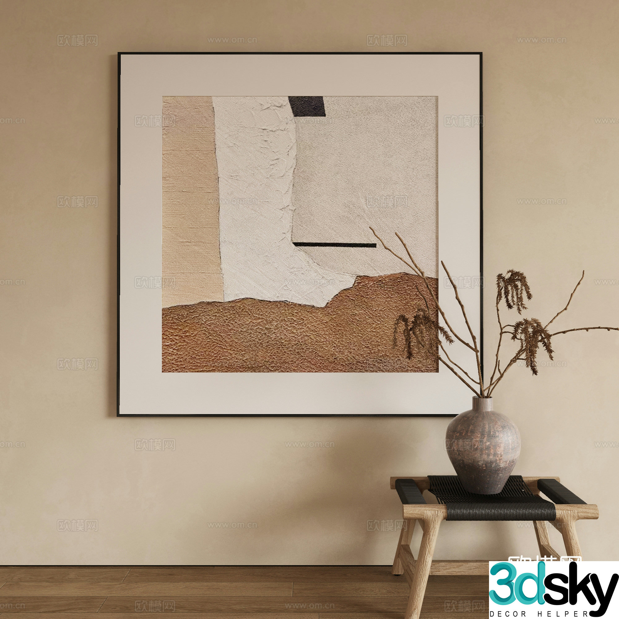 Modern texture painting decorative painting 3d model