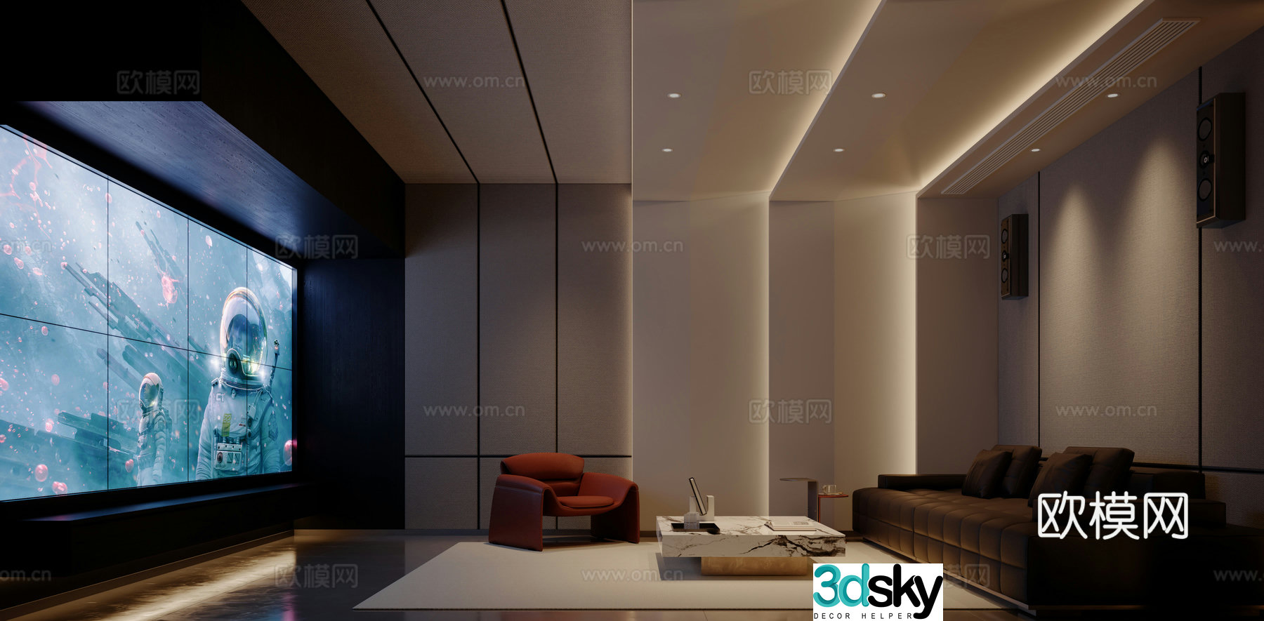Modern audio and video studio movie room 3d model