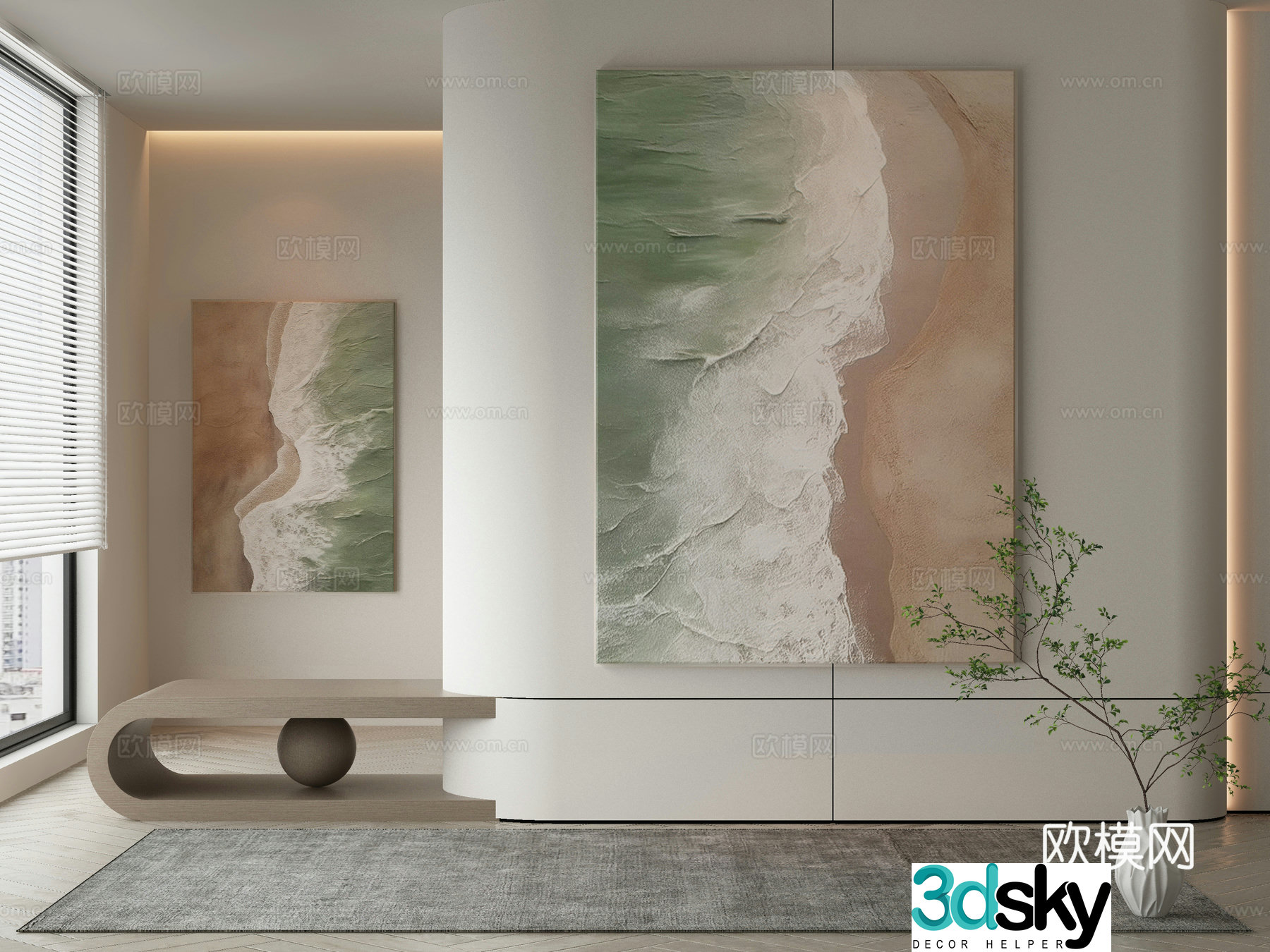 Modern texture painting decorative painting 3d model