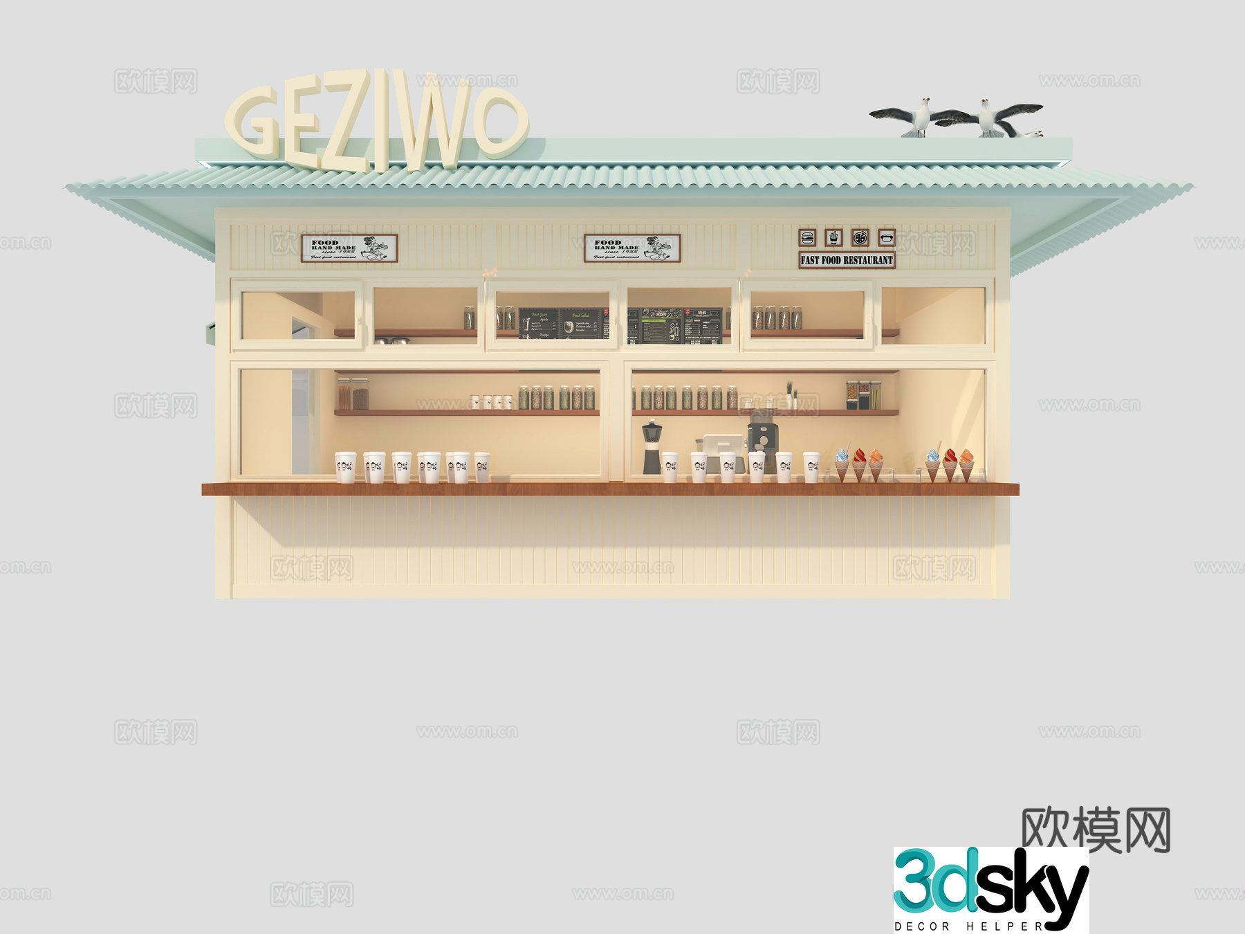 Container pop -up shop door 3D model