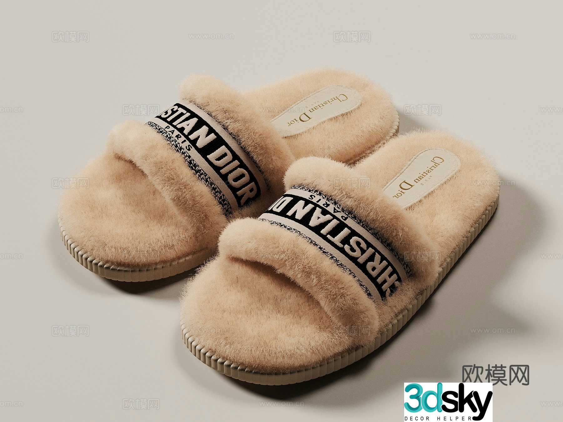 Modern slippers 3d model
