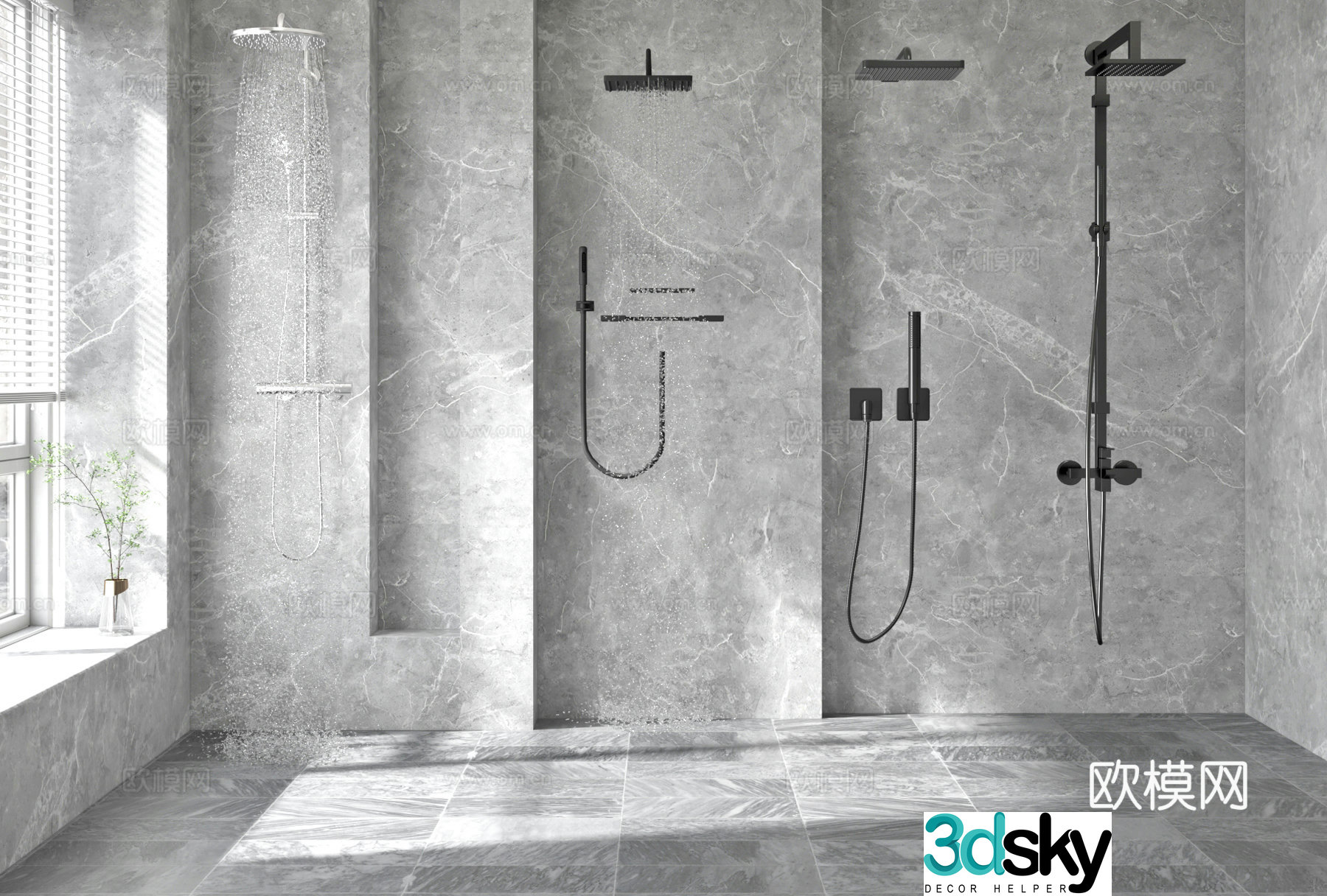 Modern shower shower spray head 3D model