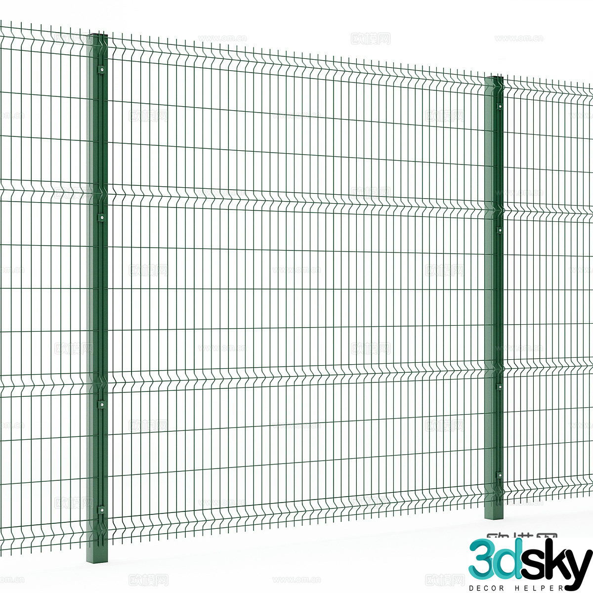 Barbed wire fence 3d model