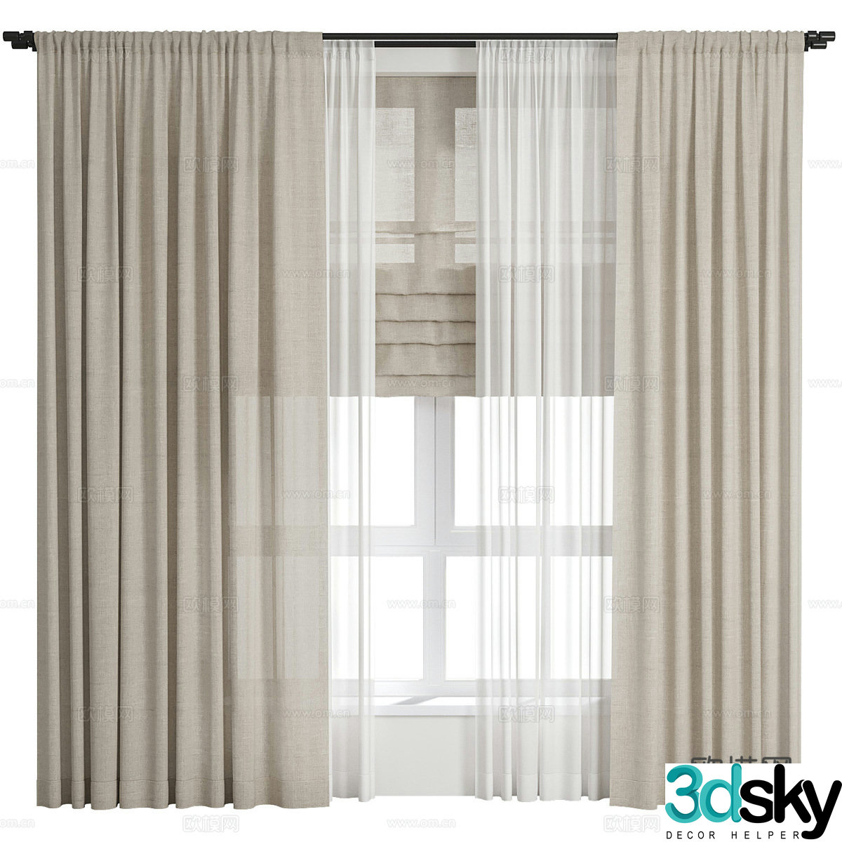 New Chinese curtain 3D model