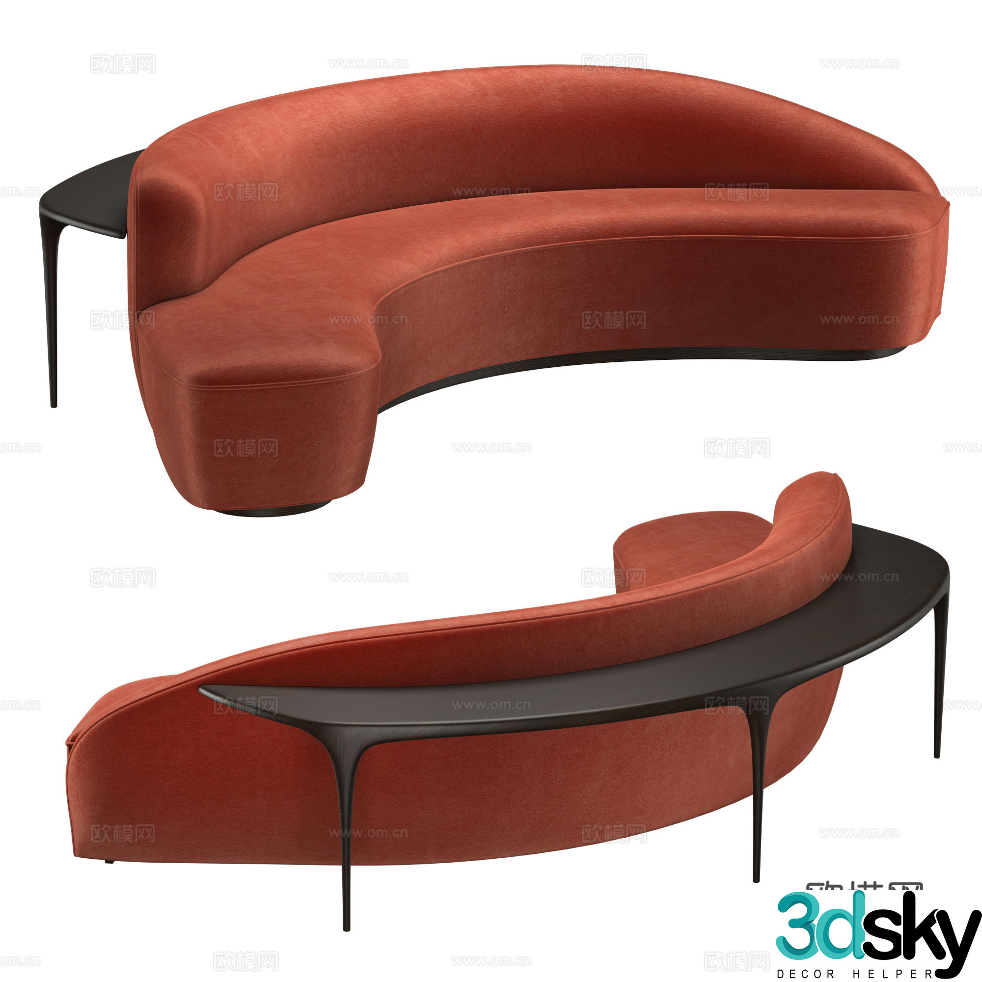 New Chinese style special-shaped sofa card sitting sofa 3D model