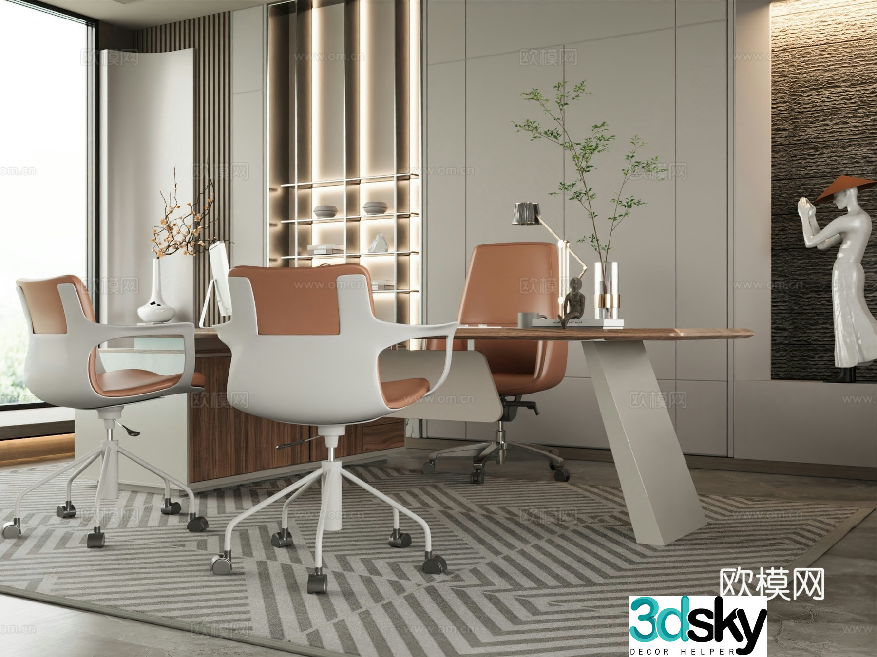 Modern desk table desk desk 3D model