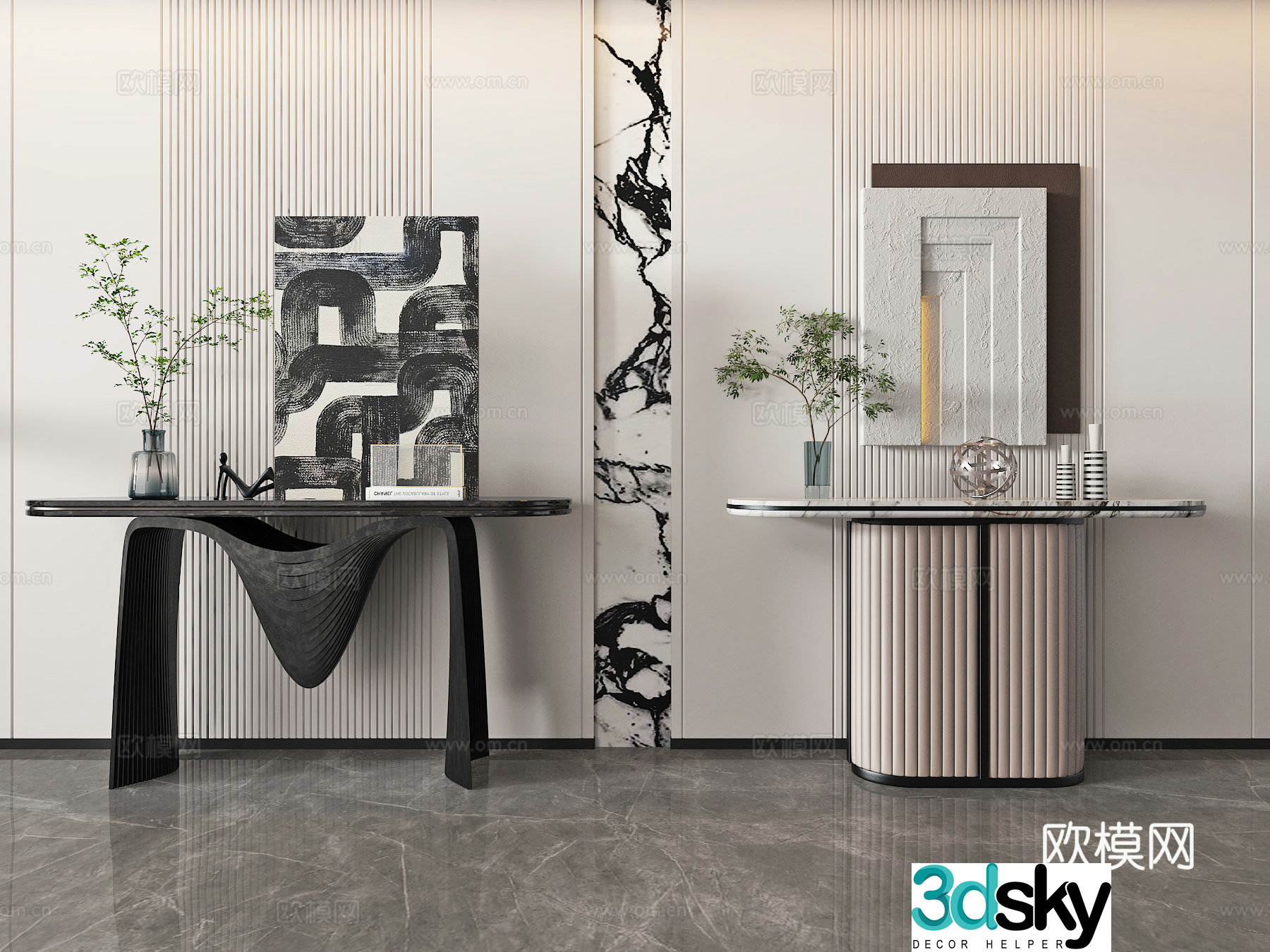 Modern entrance molding and viewing platform 3D model