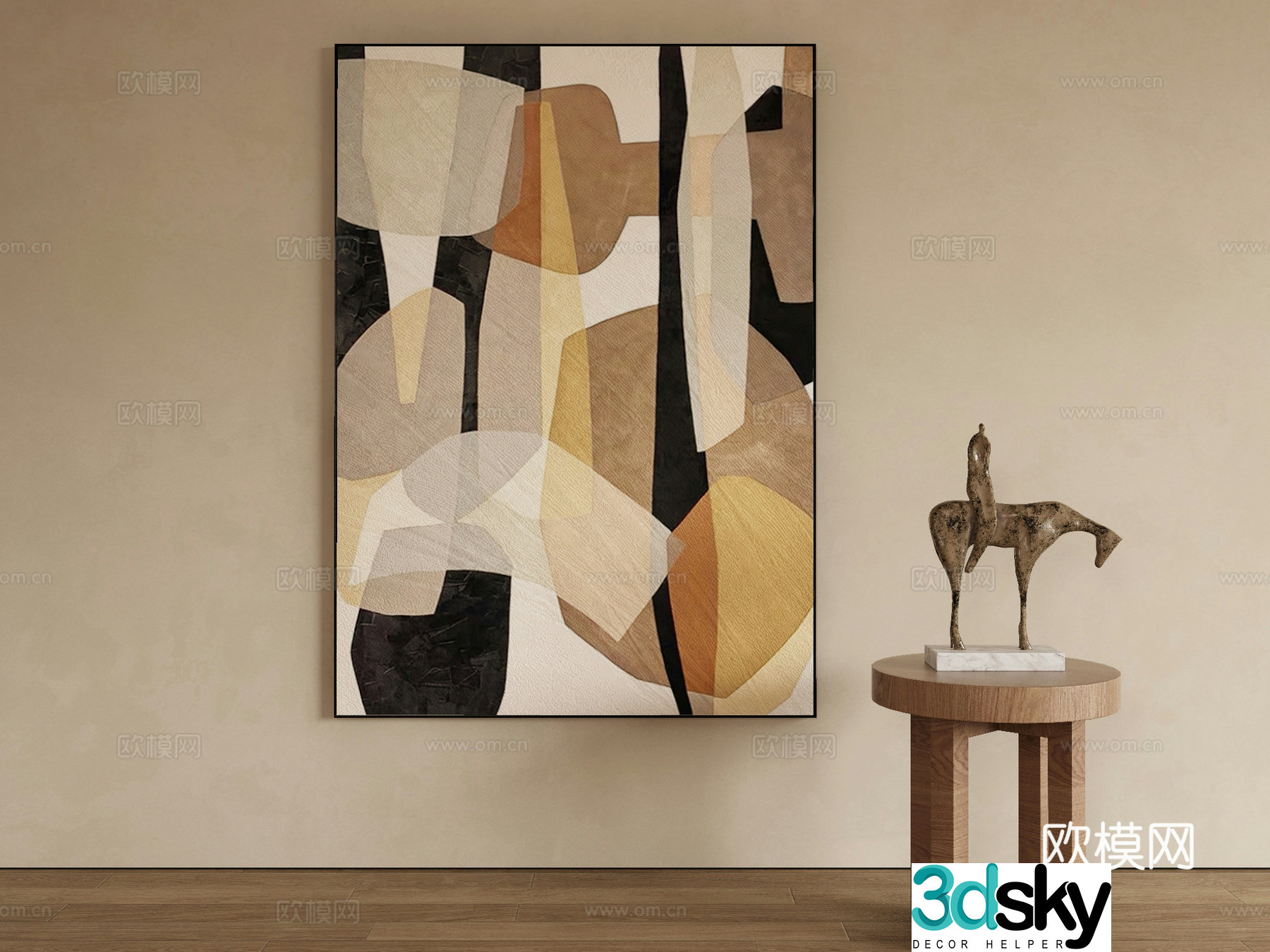 Modern texture painting decorative painting 3d model