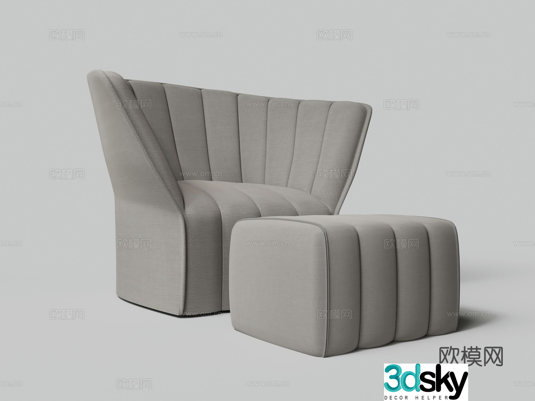Modern single sofa pedal 3d model
