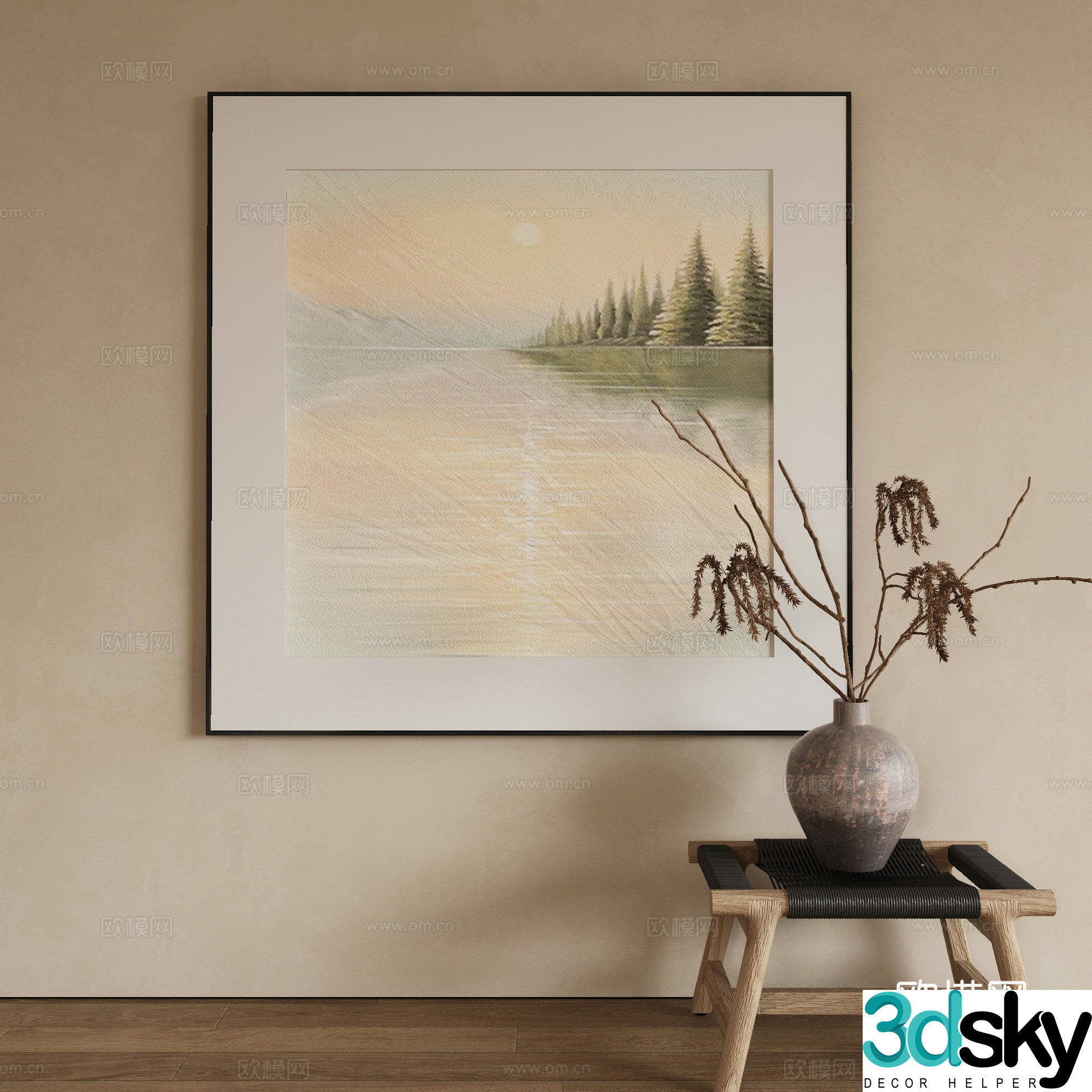 Modern oil painting landscape painting decorative painting 3d model