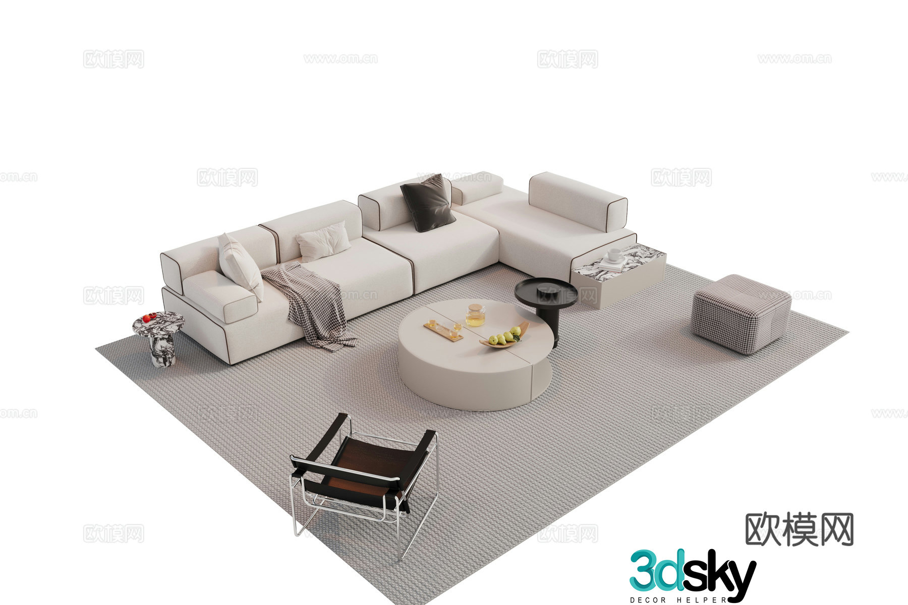 Modern combination sofa 3d model