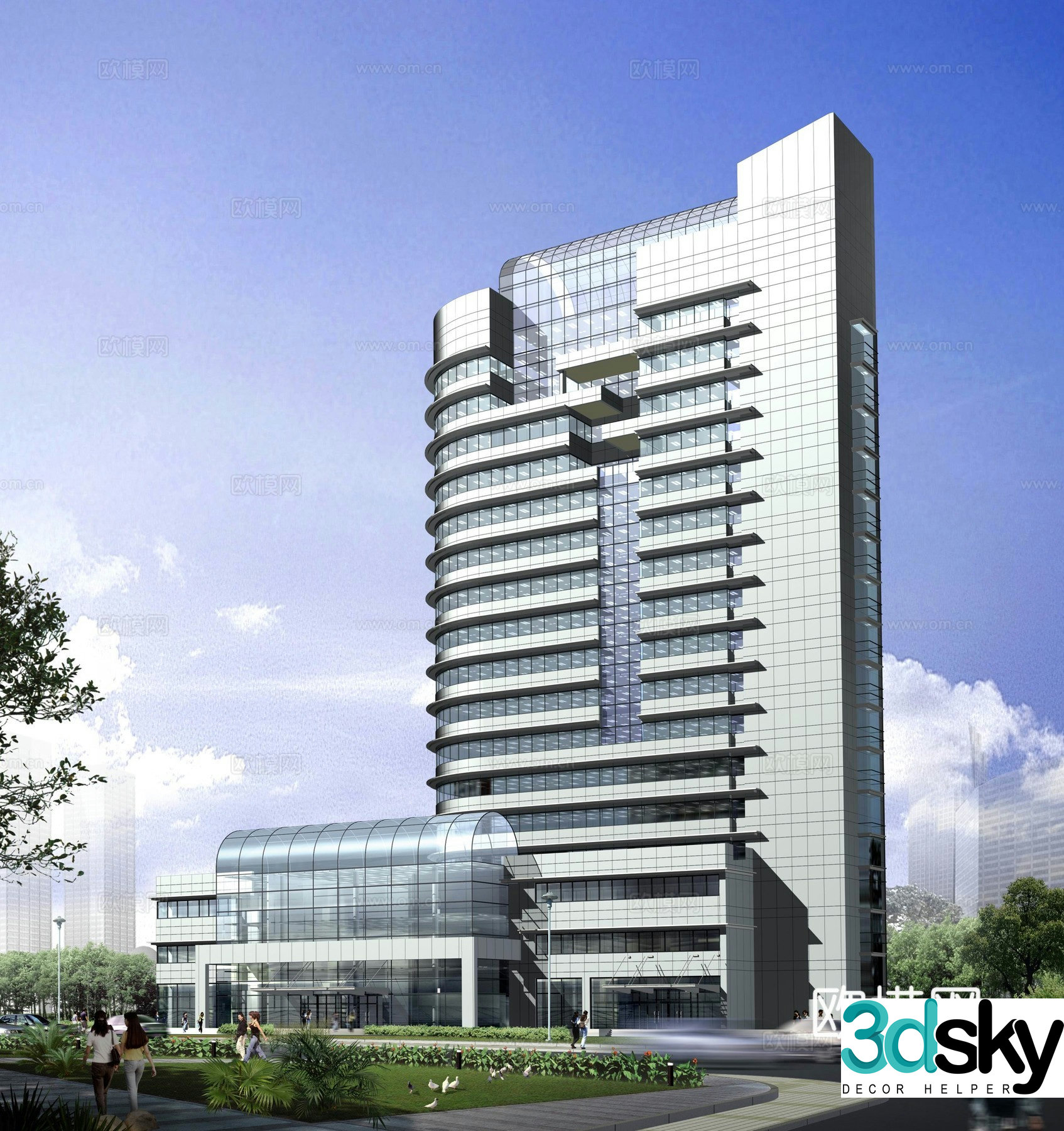 Multi -layer public building office building 3D model