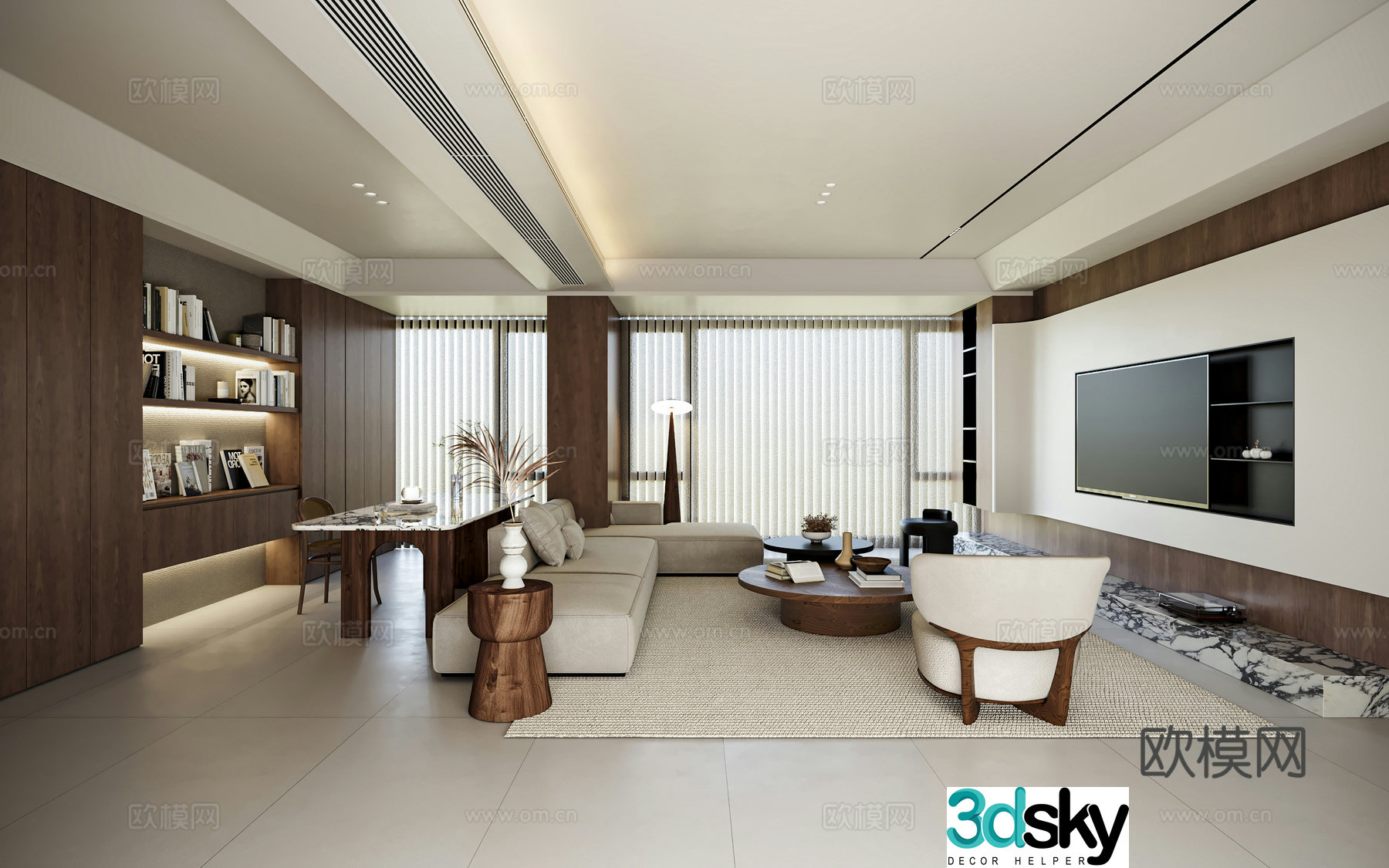 Middle-aged living room 3d model