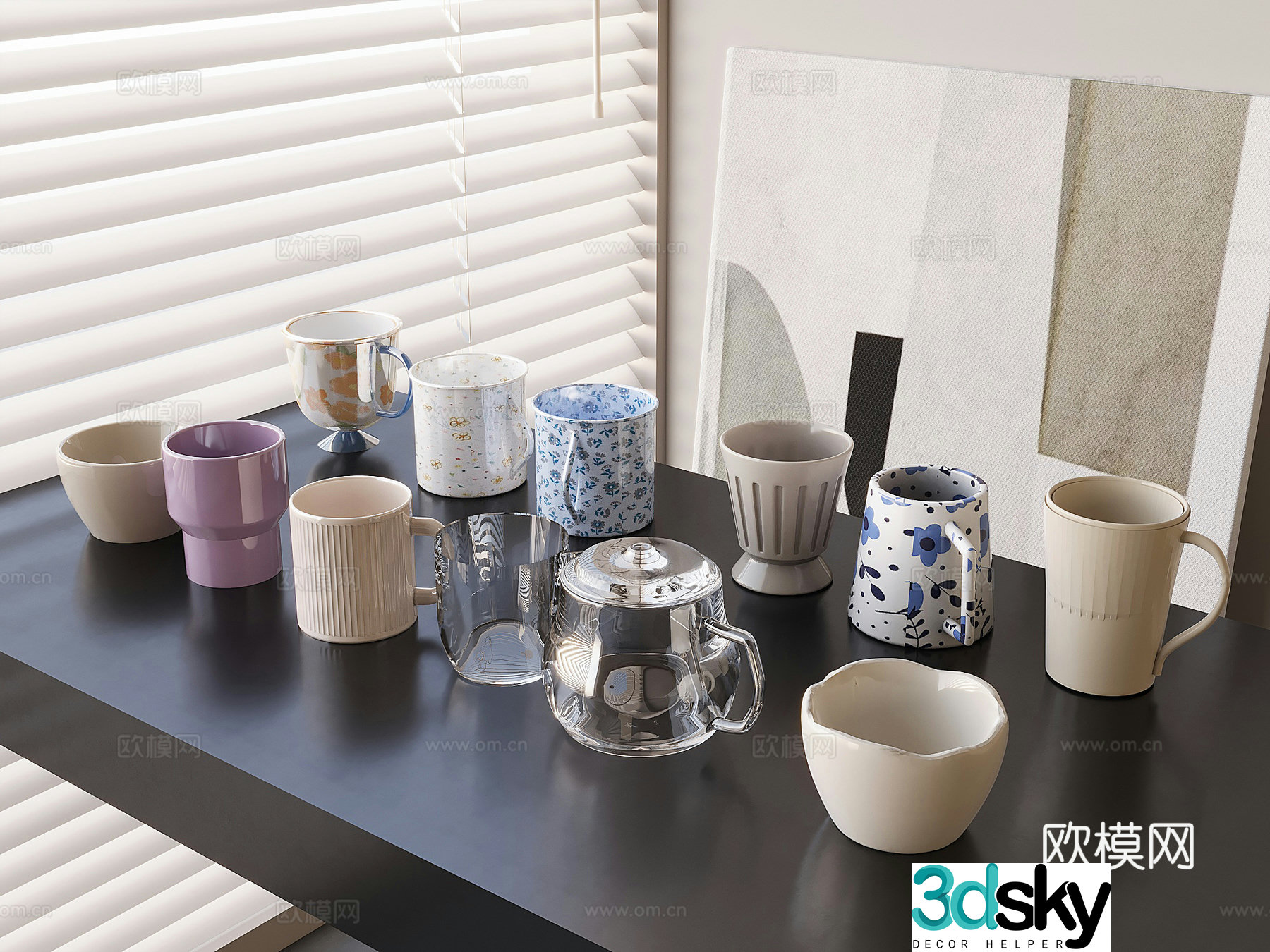 Tea cup water cup mug coffee cup glass cup 3d model