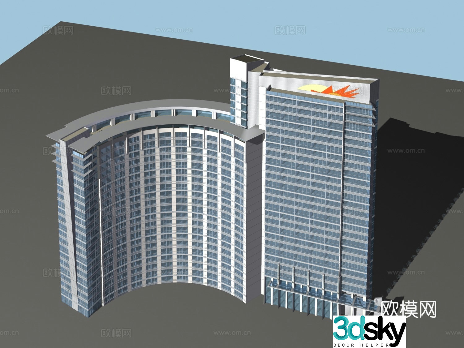 Multi-story public building building exterior 3D model