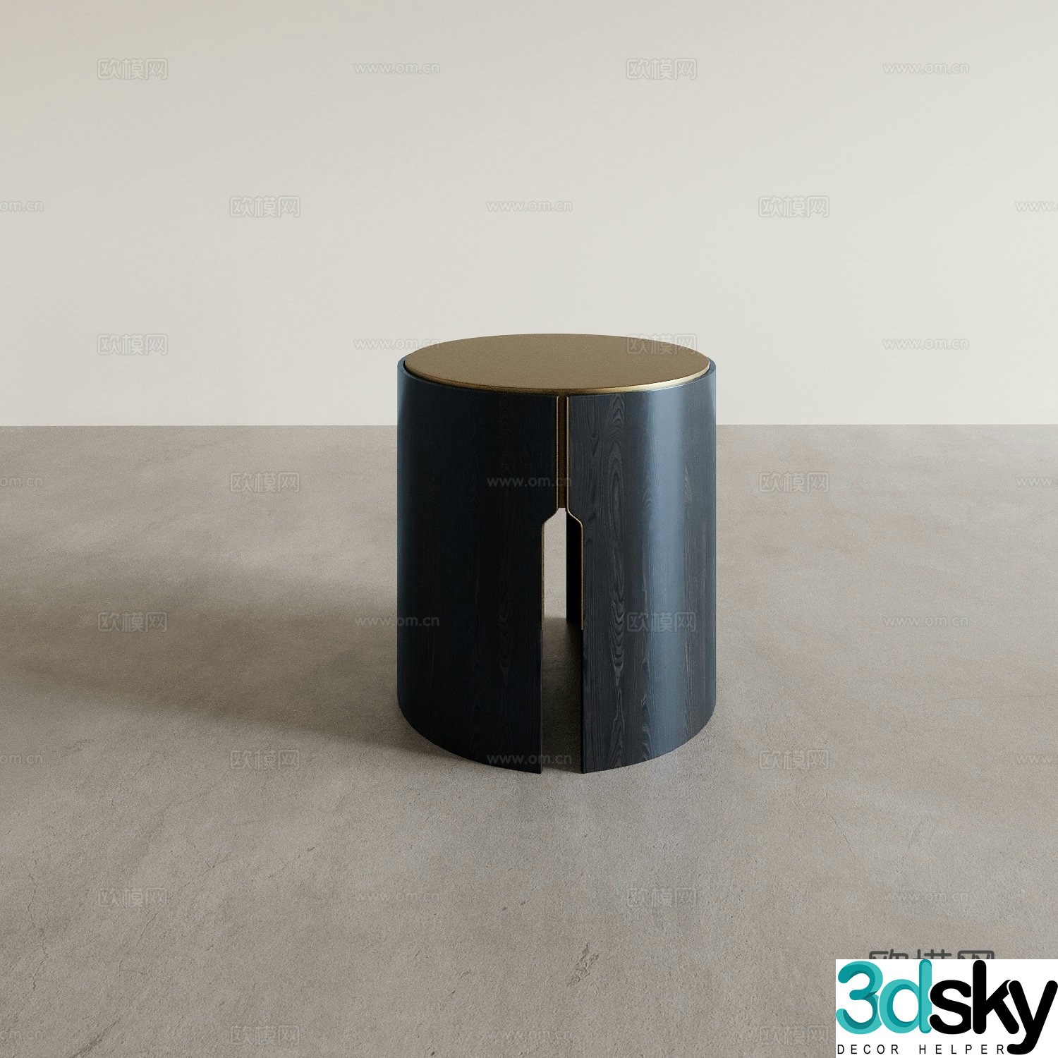 round stool coffee stool makeup stool 3d model