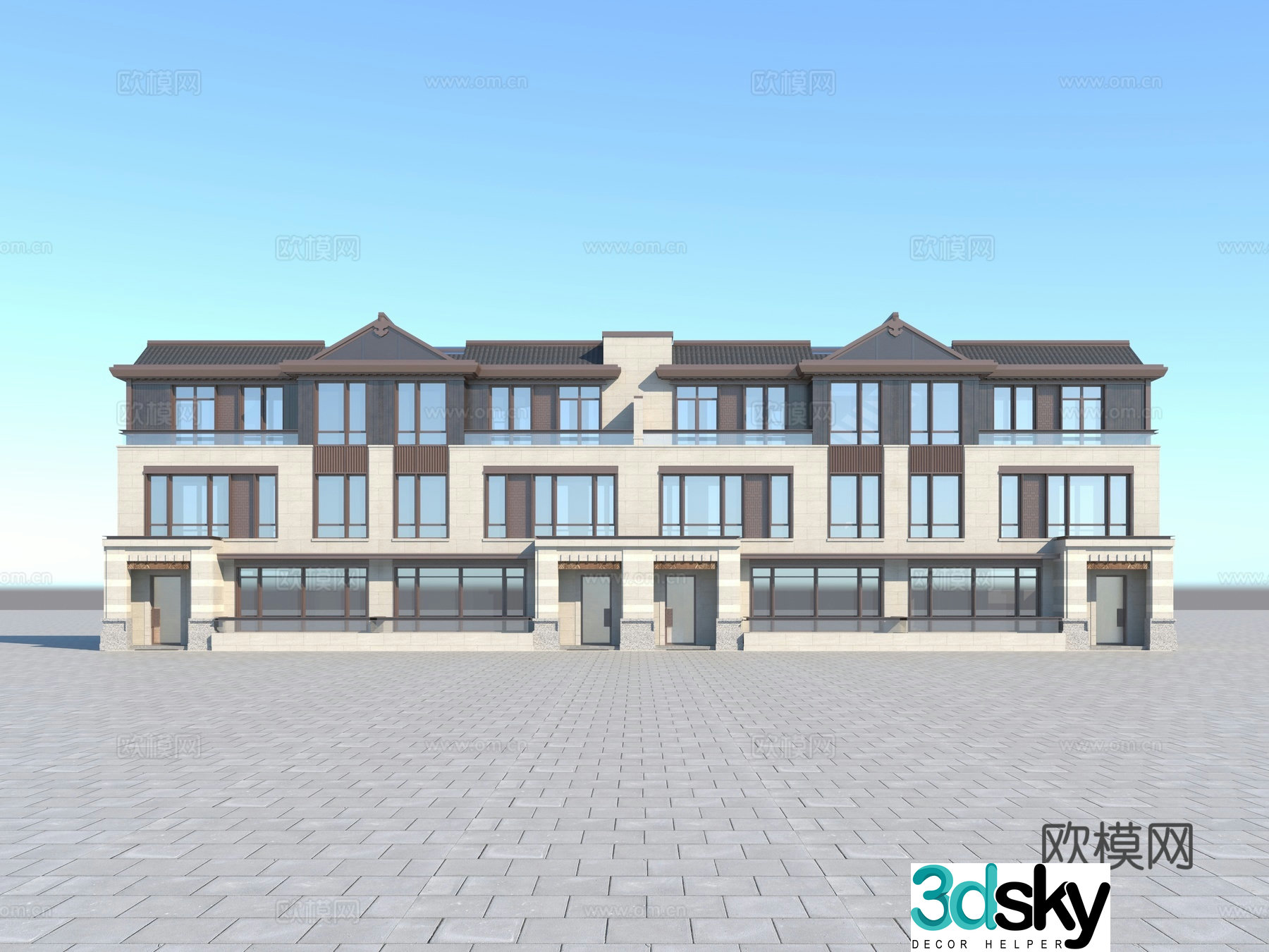 New Chinese-style villa appearance 3D model