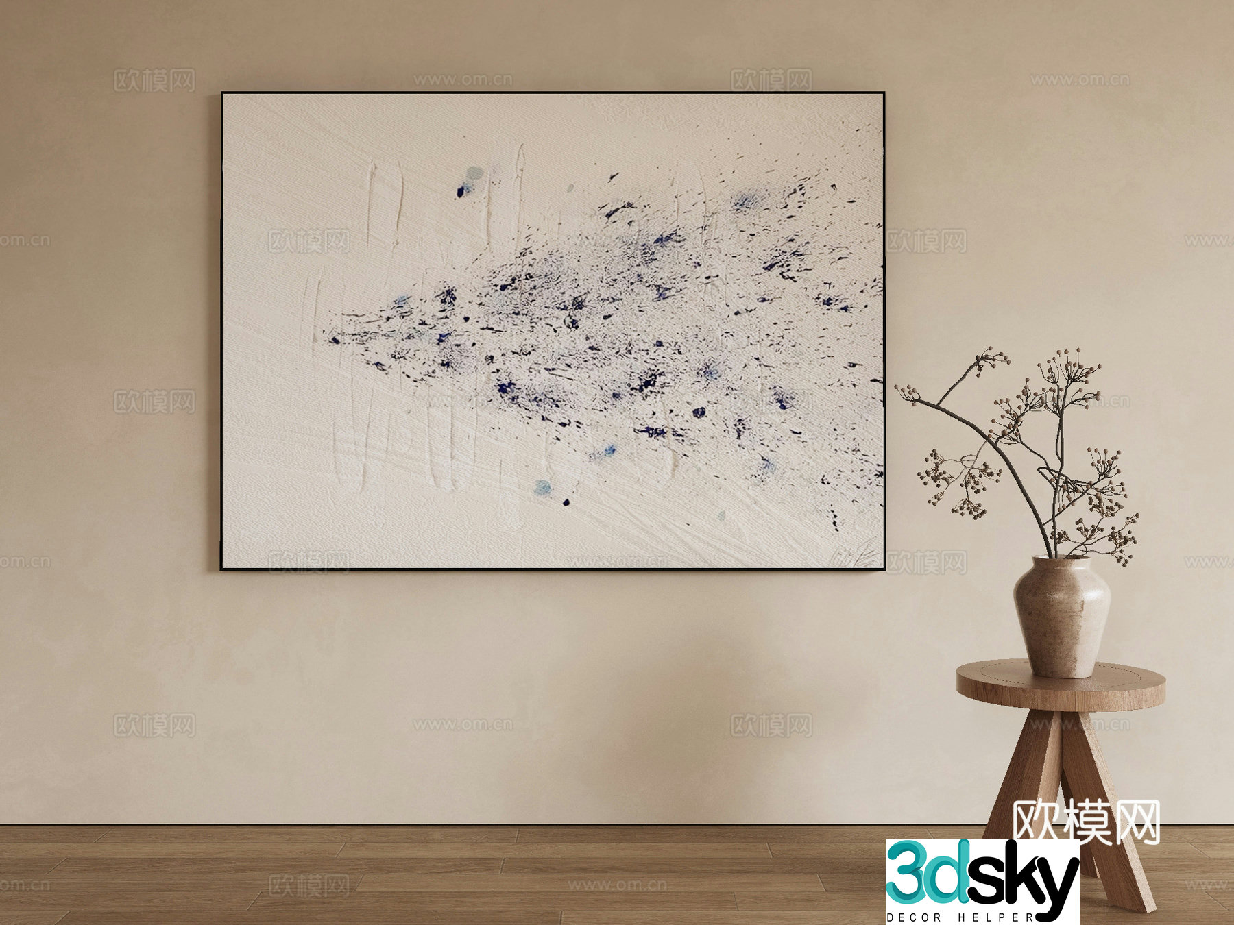 Modern texture painting decorative painting 3d model