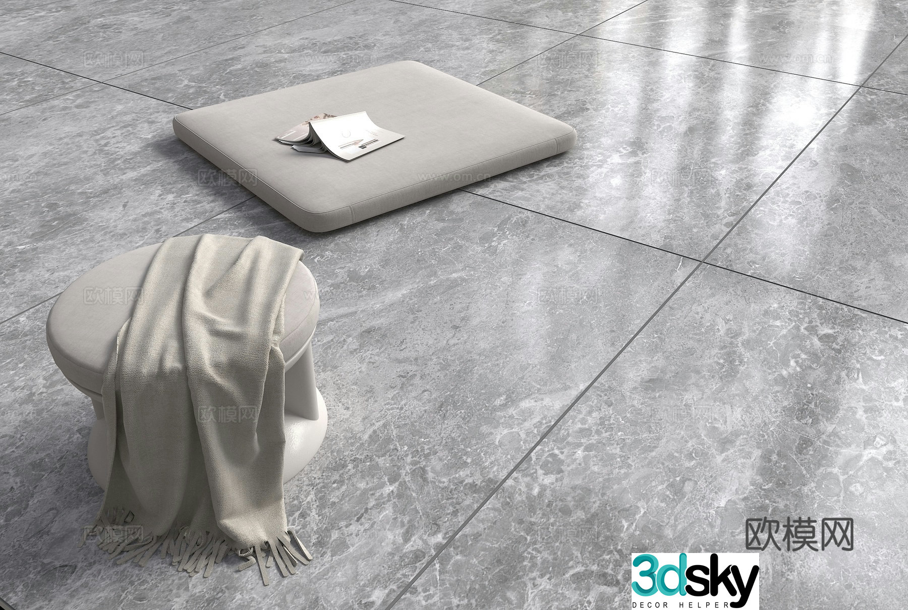 Modern marble grey floor tiles grey ceramic tiles grey rock 3d model