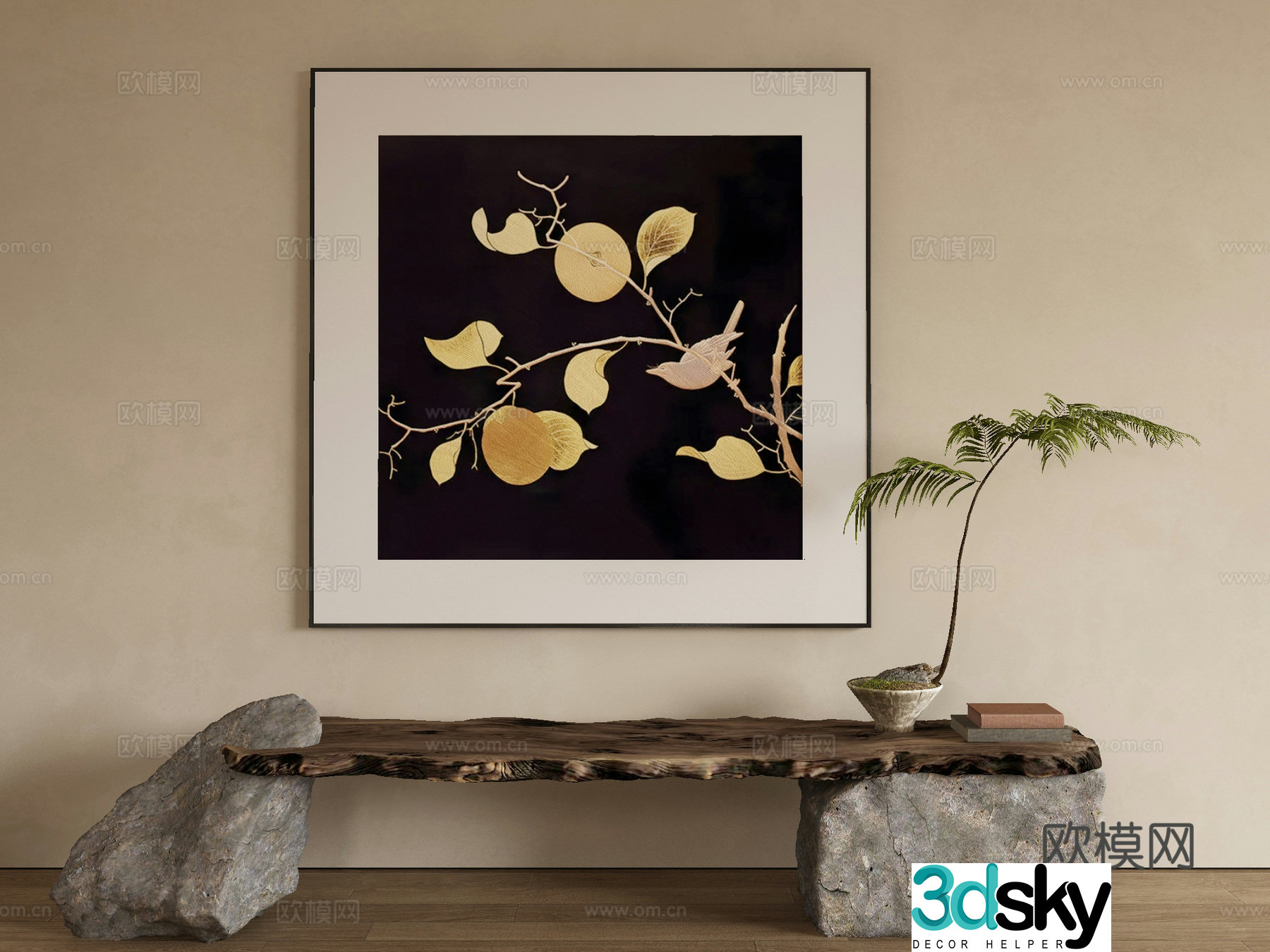 New Chinese style plant painting decorative painting 3d model