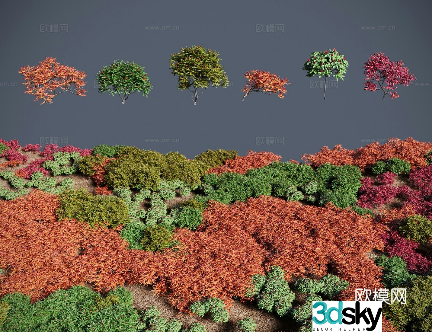 Modern shrub Torch tree small tree Antler paint Torch paint Canadian salt skin wood 3D model
