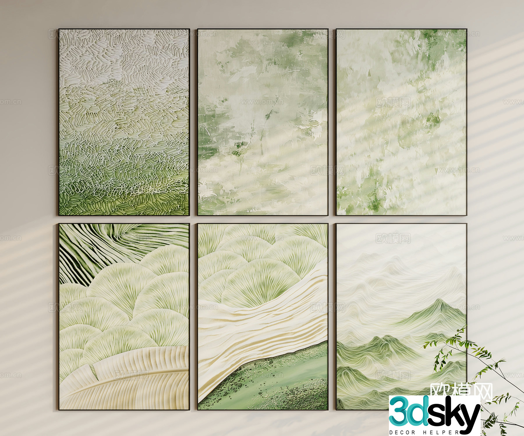 Modern texture painting decorative painting 3d model