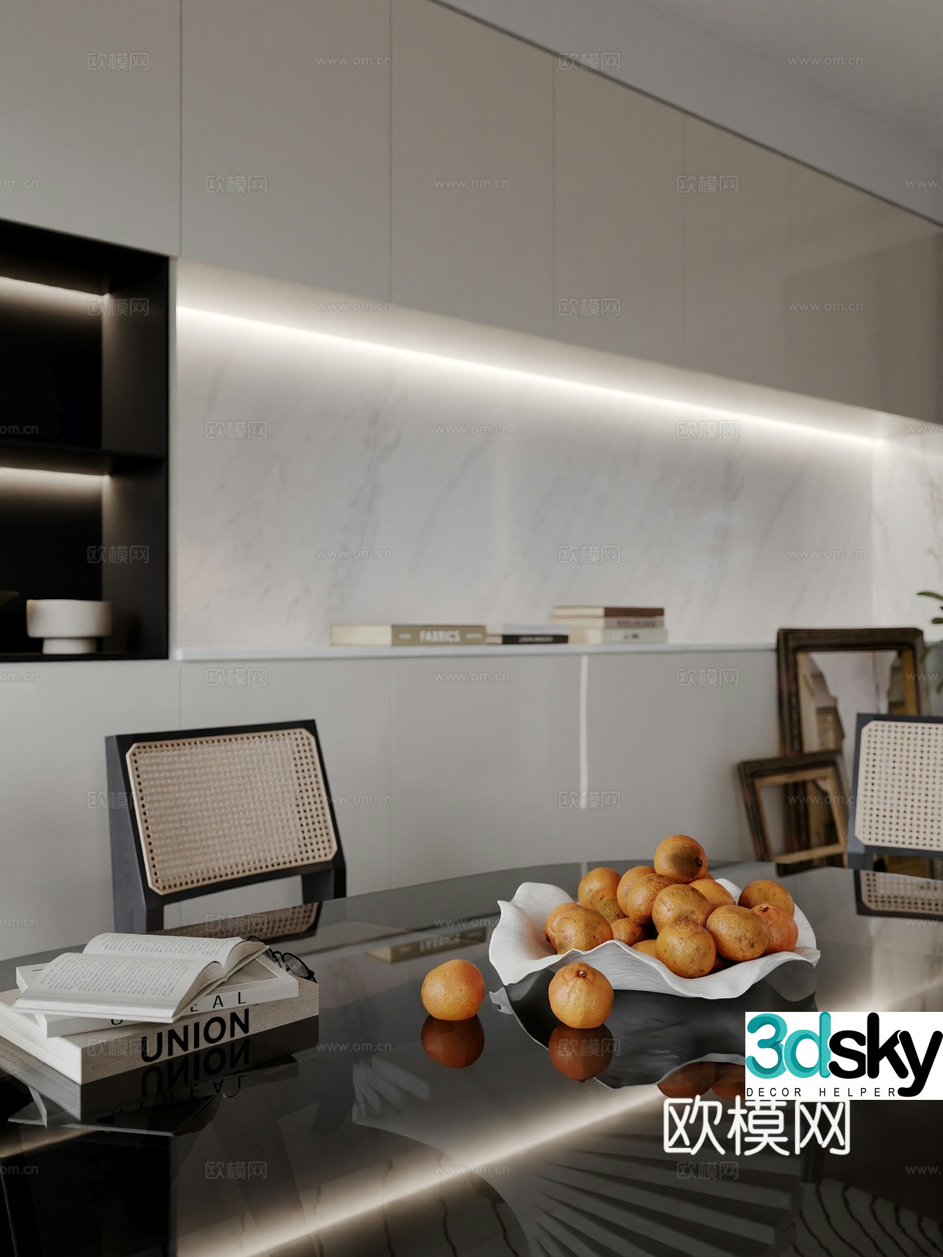 Modern dining table and chair 3d model