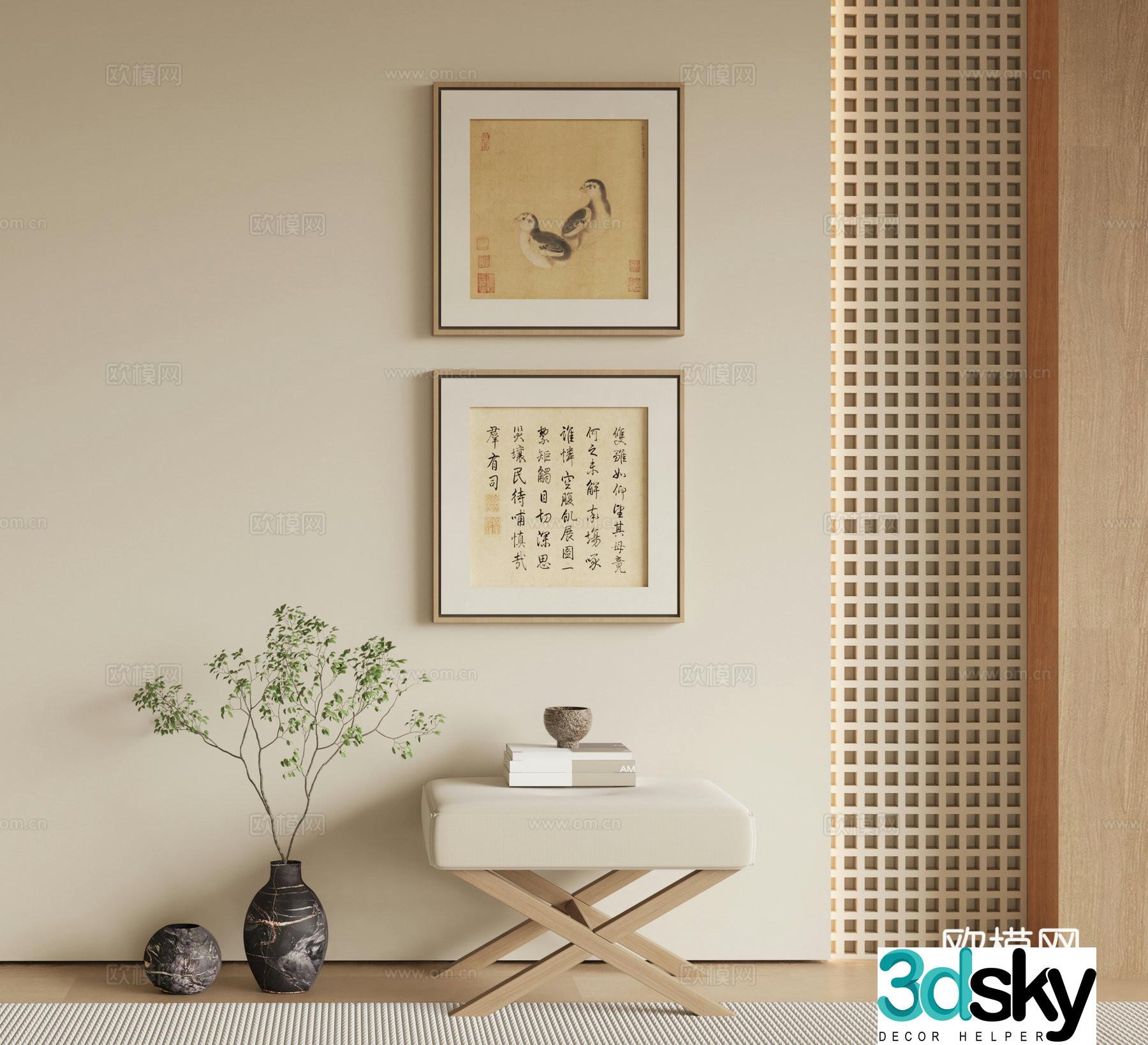 New Chinese style ink paintings decorative paintings 3D model