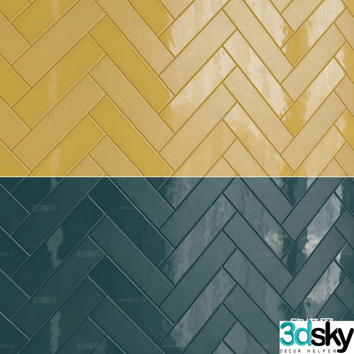 New Chinese tile collage mosaic tile 3d model