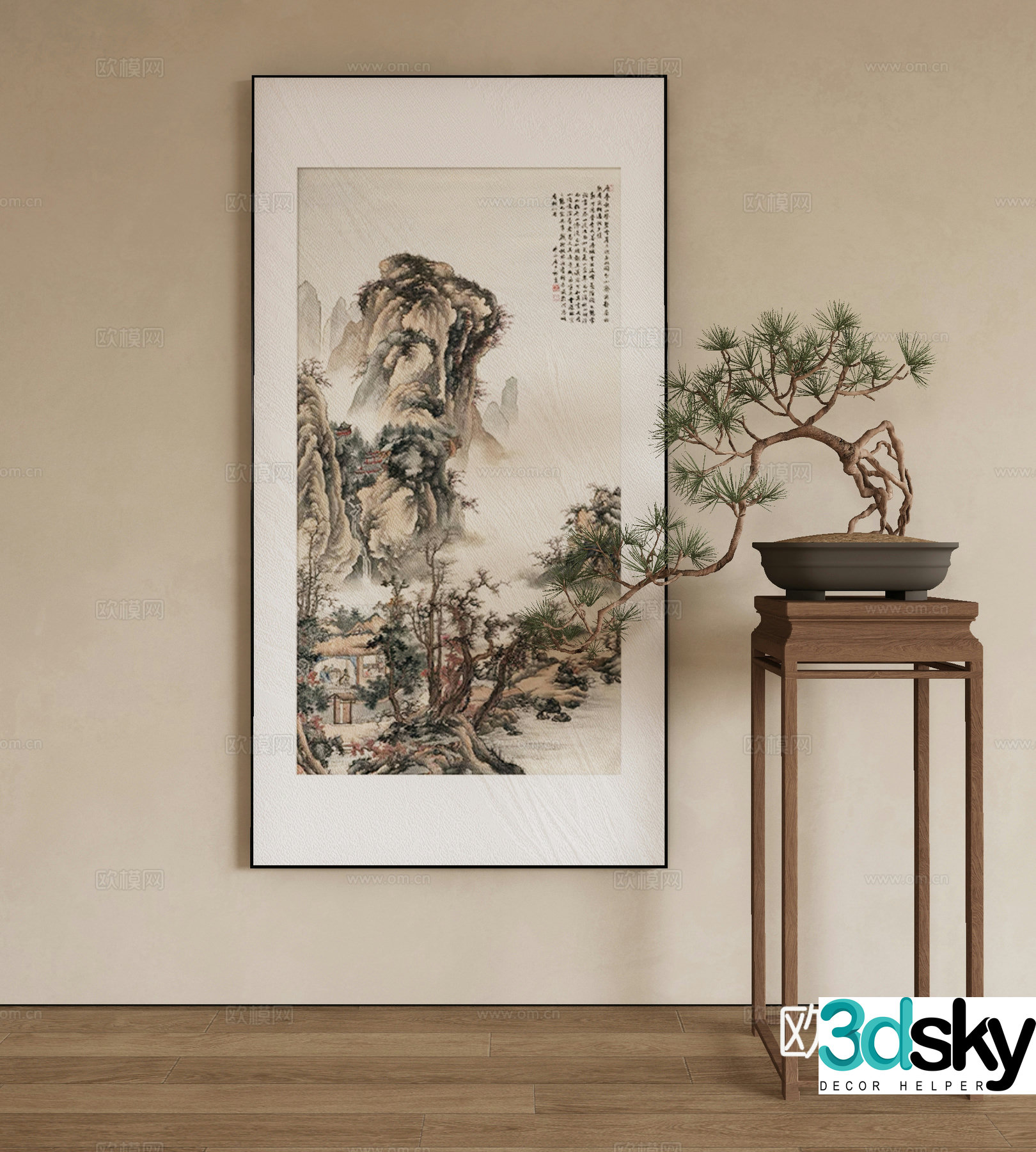 New Chinese landscape painting decorative painting 3D model
