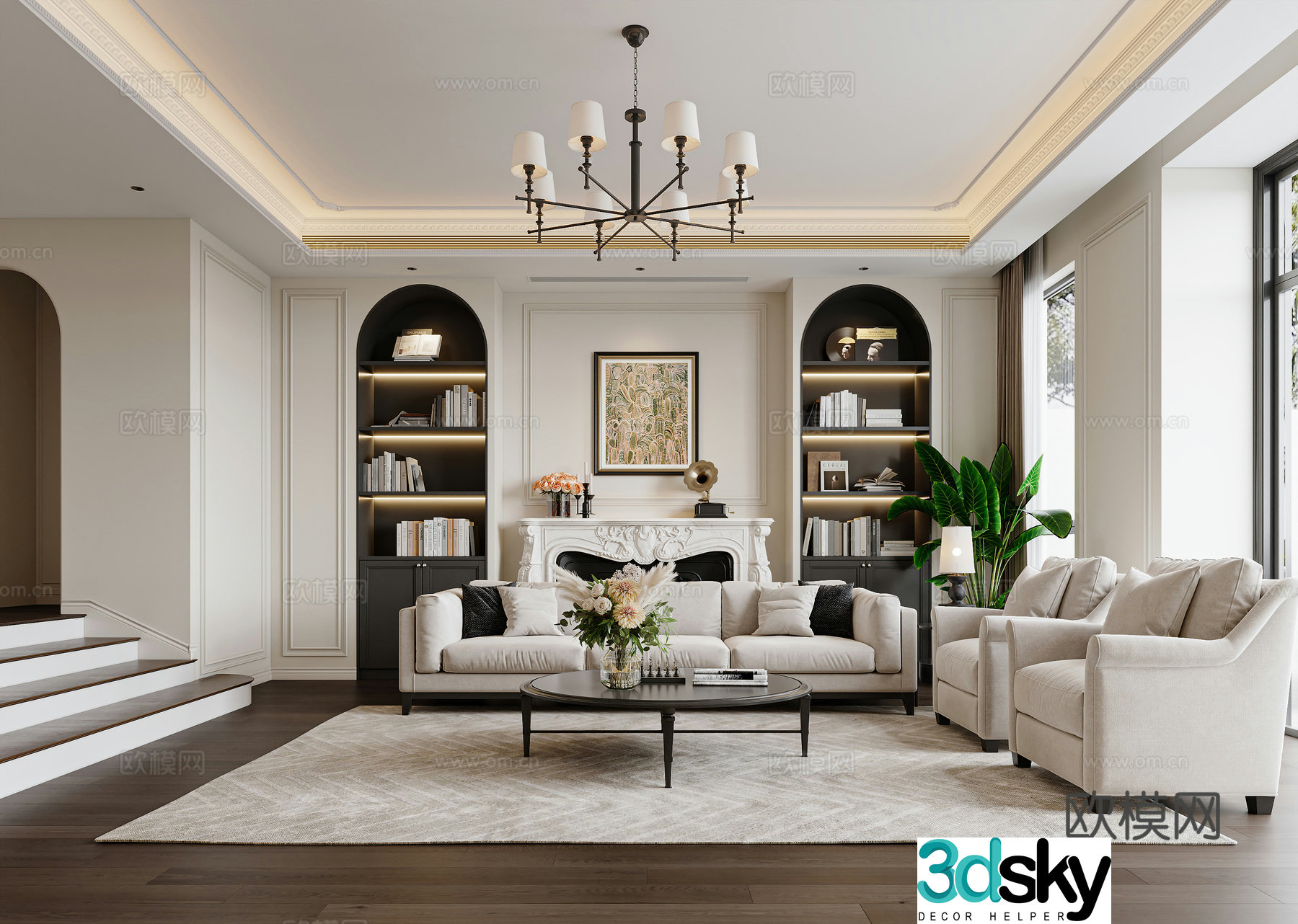 American living room 3d model