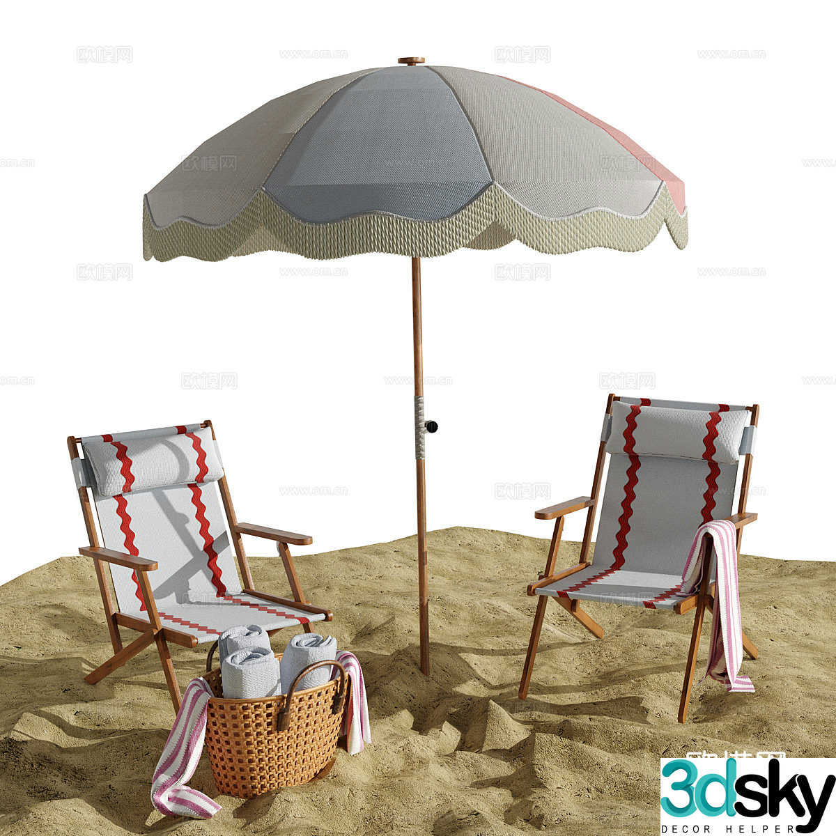 Outdoor chair beach chair leisure chair 3d model