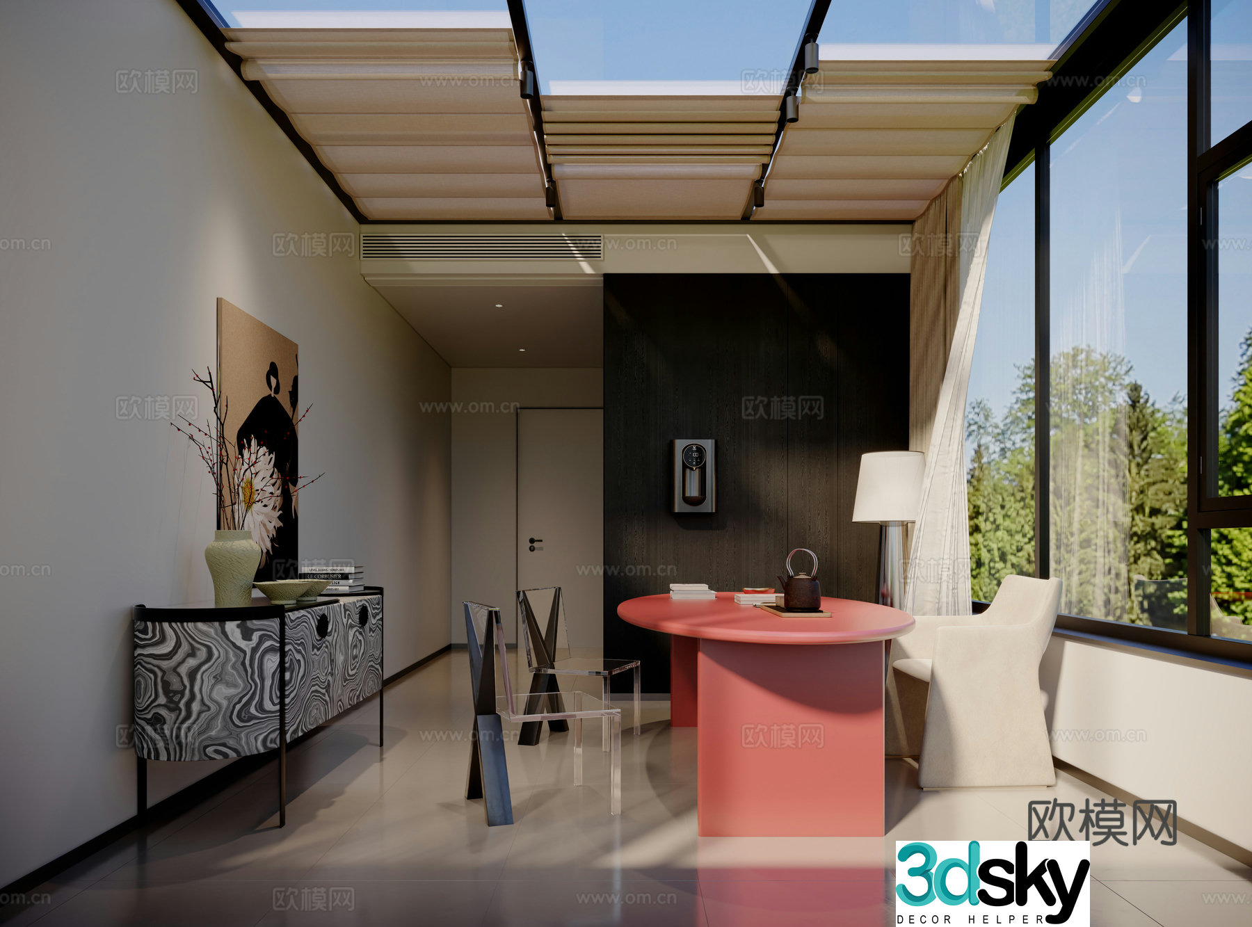 Modern sunroom Tea room 3d model