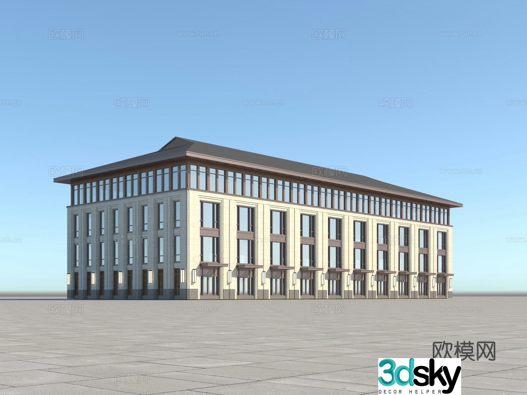 New Chinese Teaching Building Dormitory 3D model