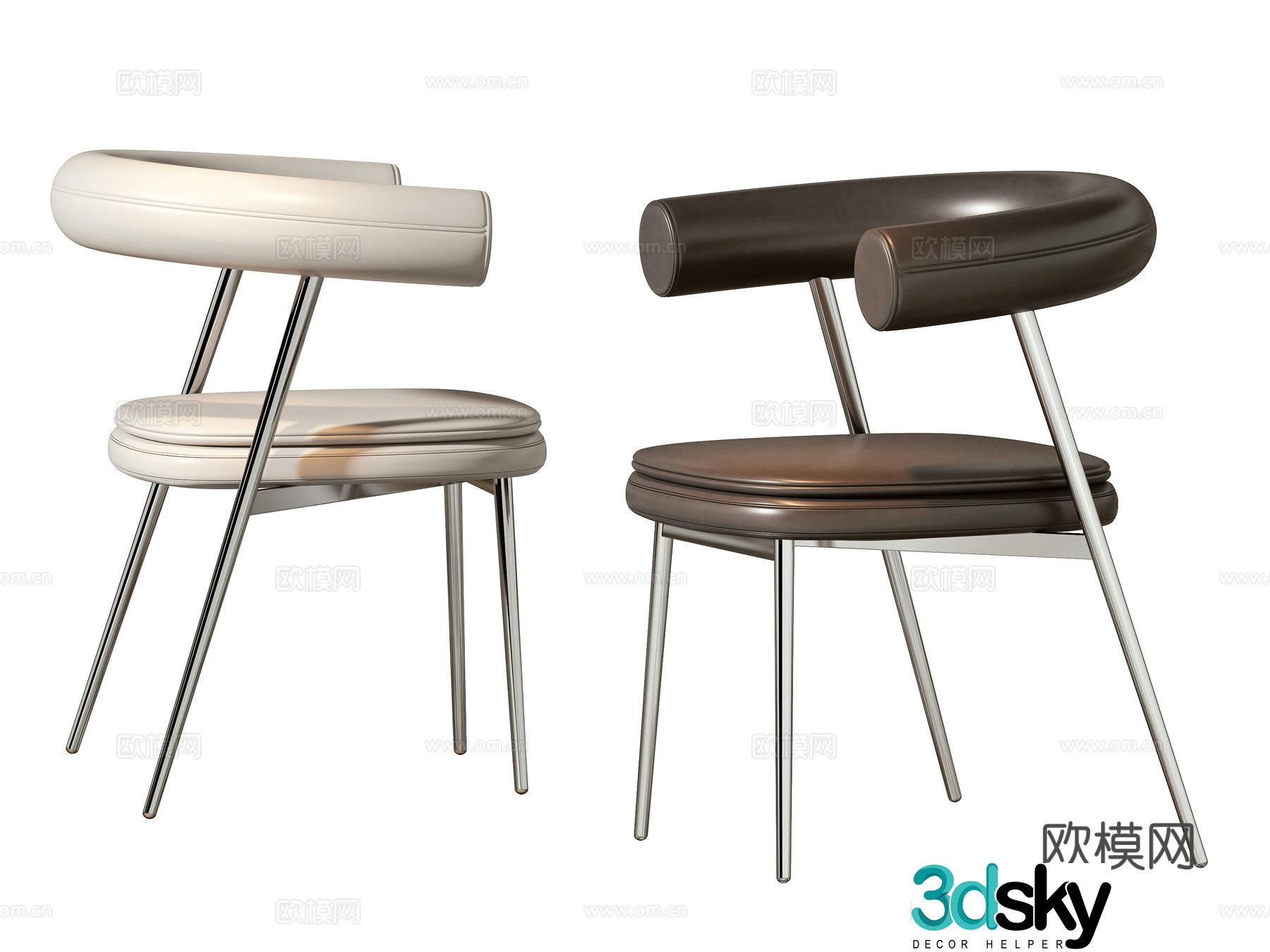 Modern single chair dining chair 3D model