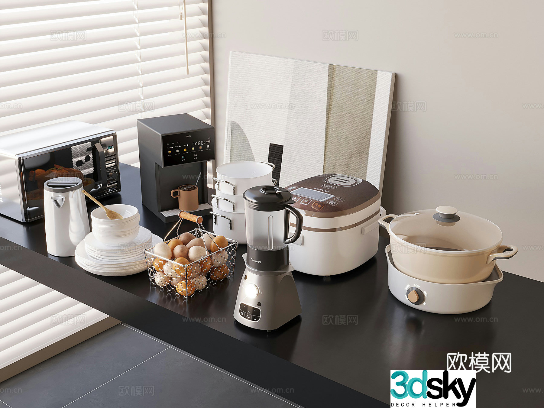Microwave furnace coffee machine electric kettle rice cooker 3D model
