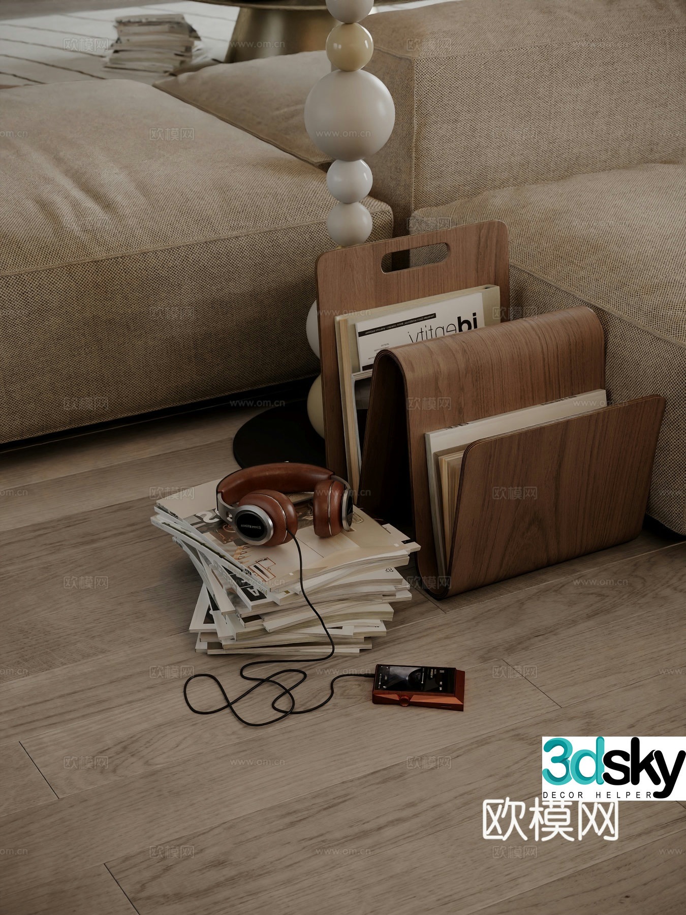 Modern bookshelf Magazine shelf 3d model