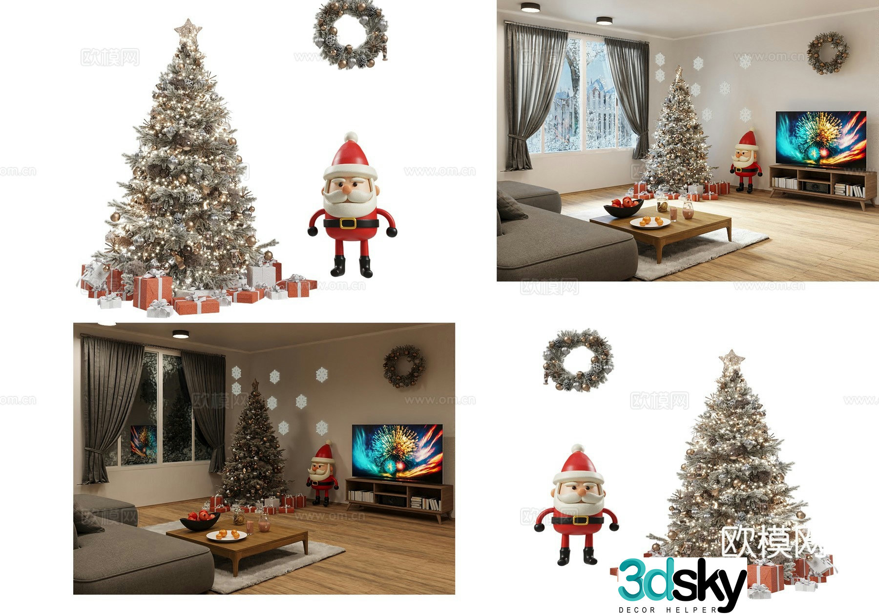 Christmas tree ornaments Santa Claus doll ornaments 3d model
