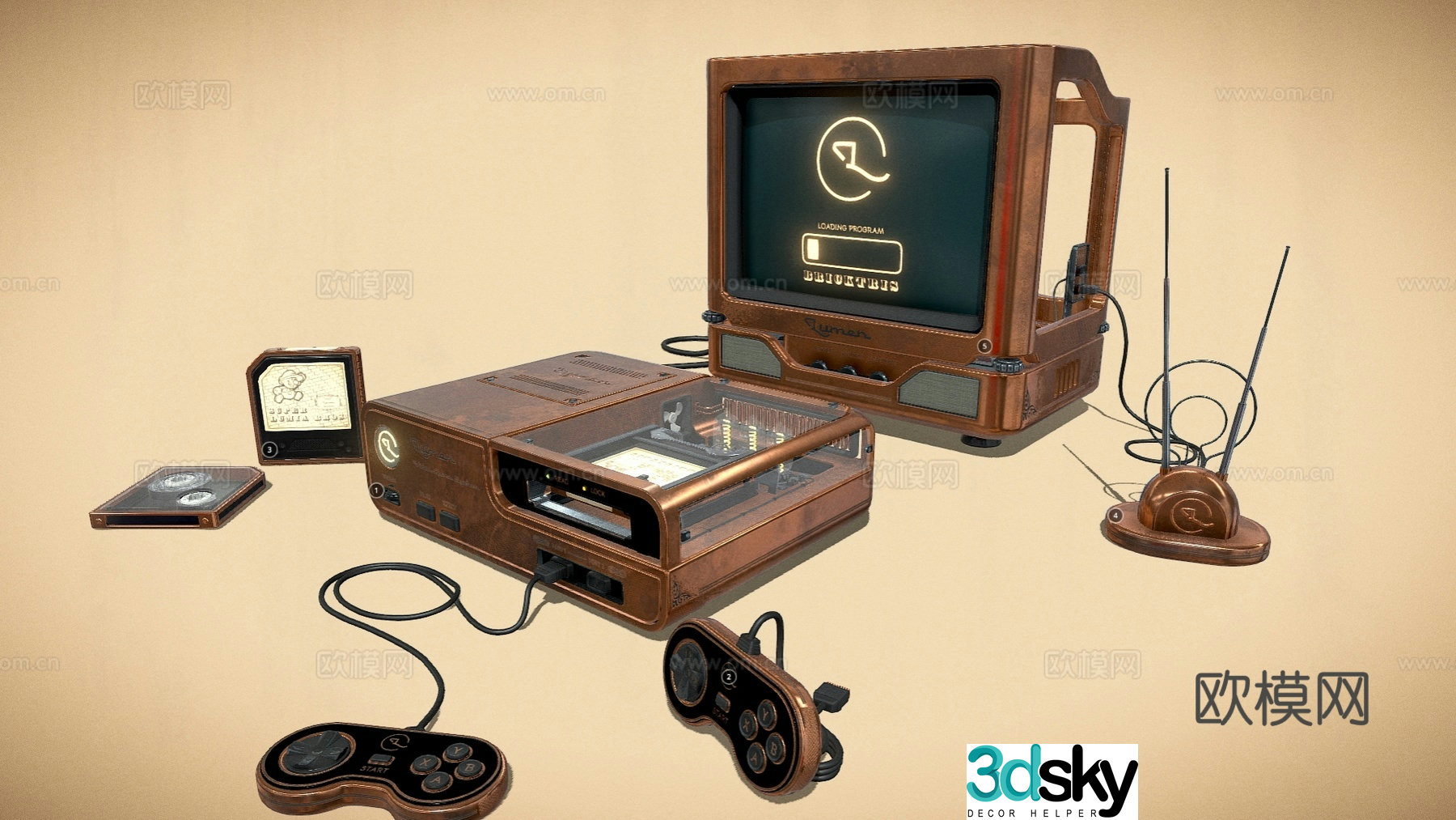 Retro game console retro TV game controller 3d model