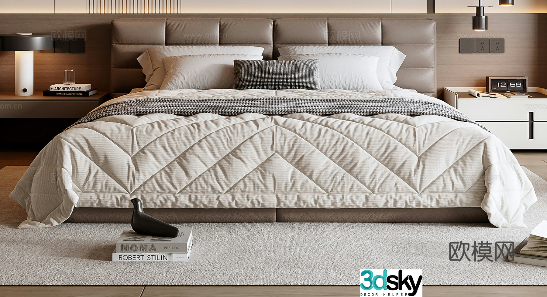 Modern double bed 3d model